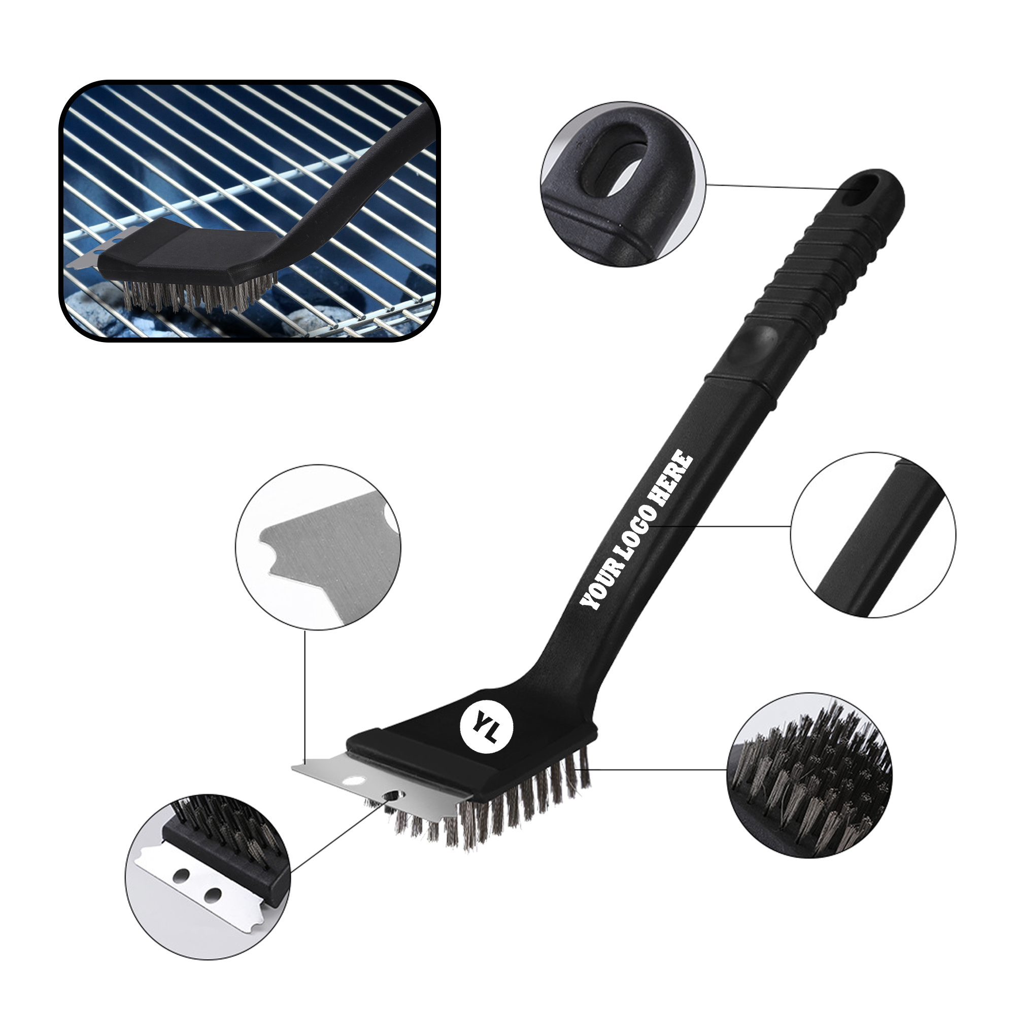 MOQ 20 PCS BBQ Scraper Brush 2