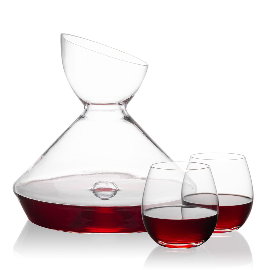 Woodbury Carafe & Redmond Stemless Wine 4