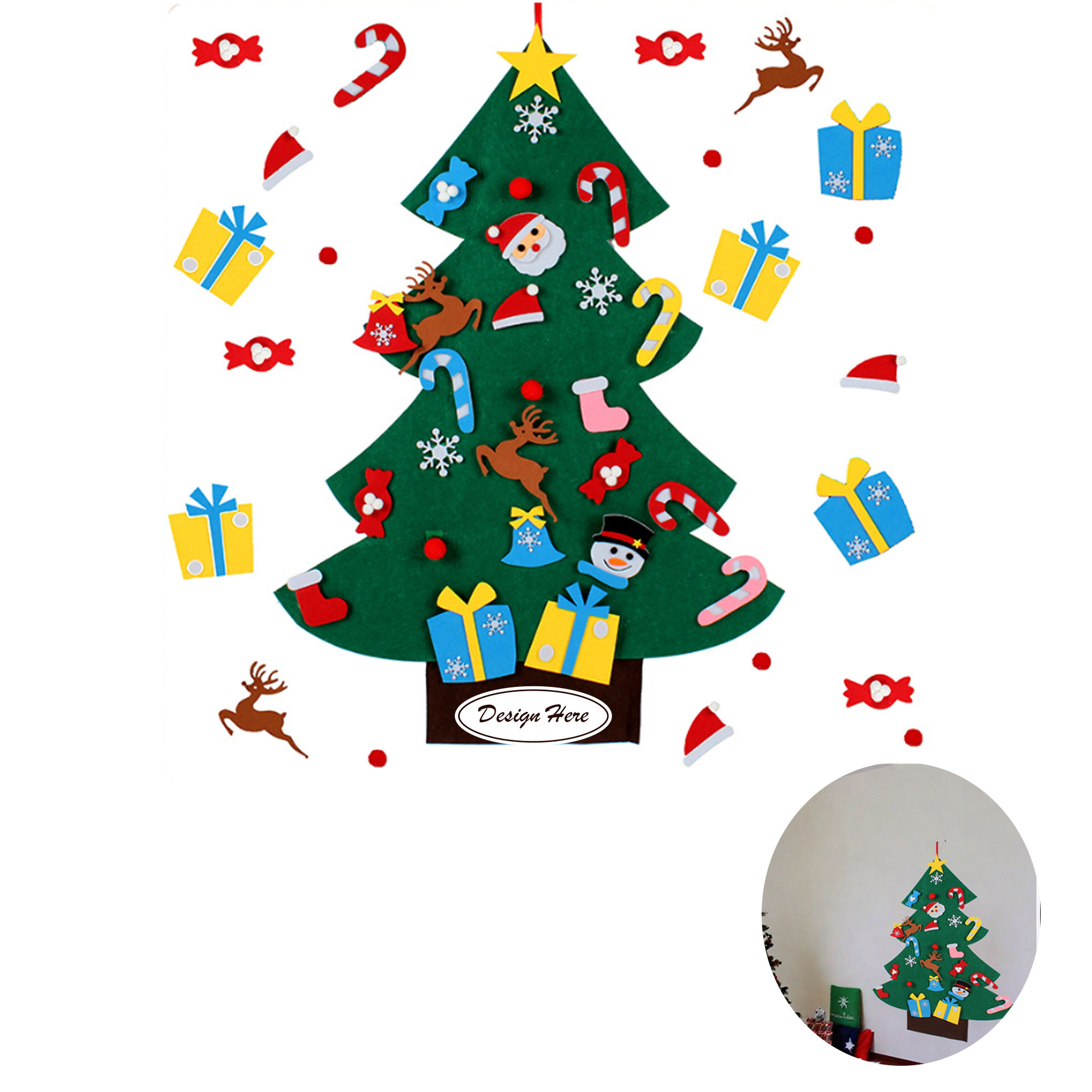 Children's Felt Christmas Tree Craft Set with Fun Ornaments 2