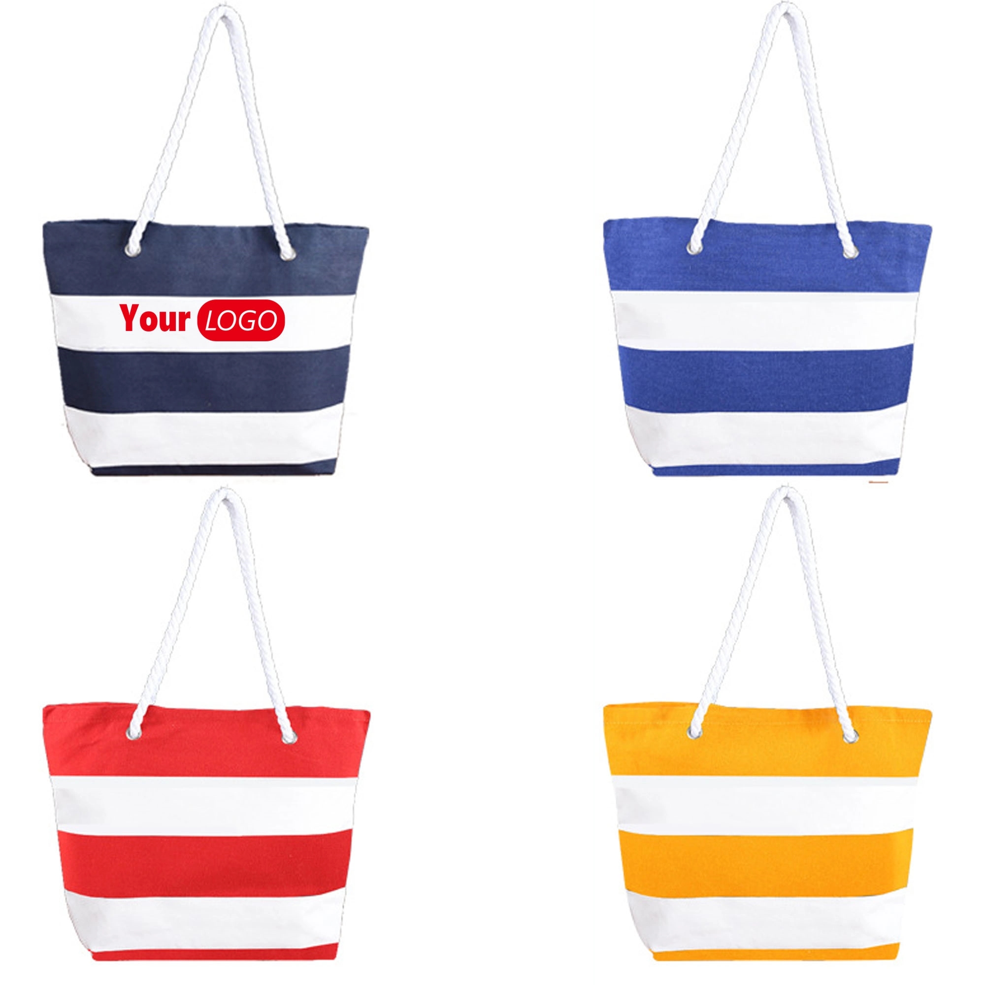 Canvas Tote Beach Bag With Rope Handle, custom tote bag with logo imprint 2