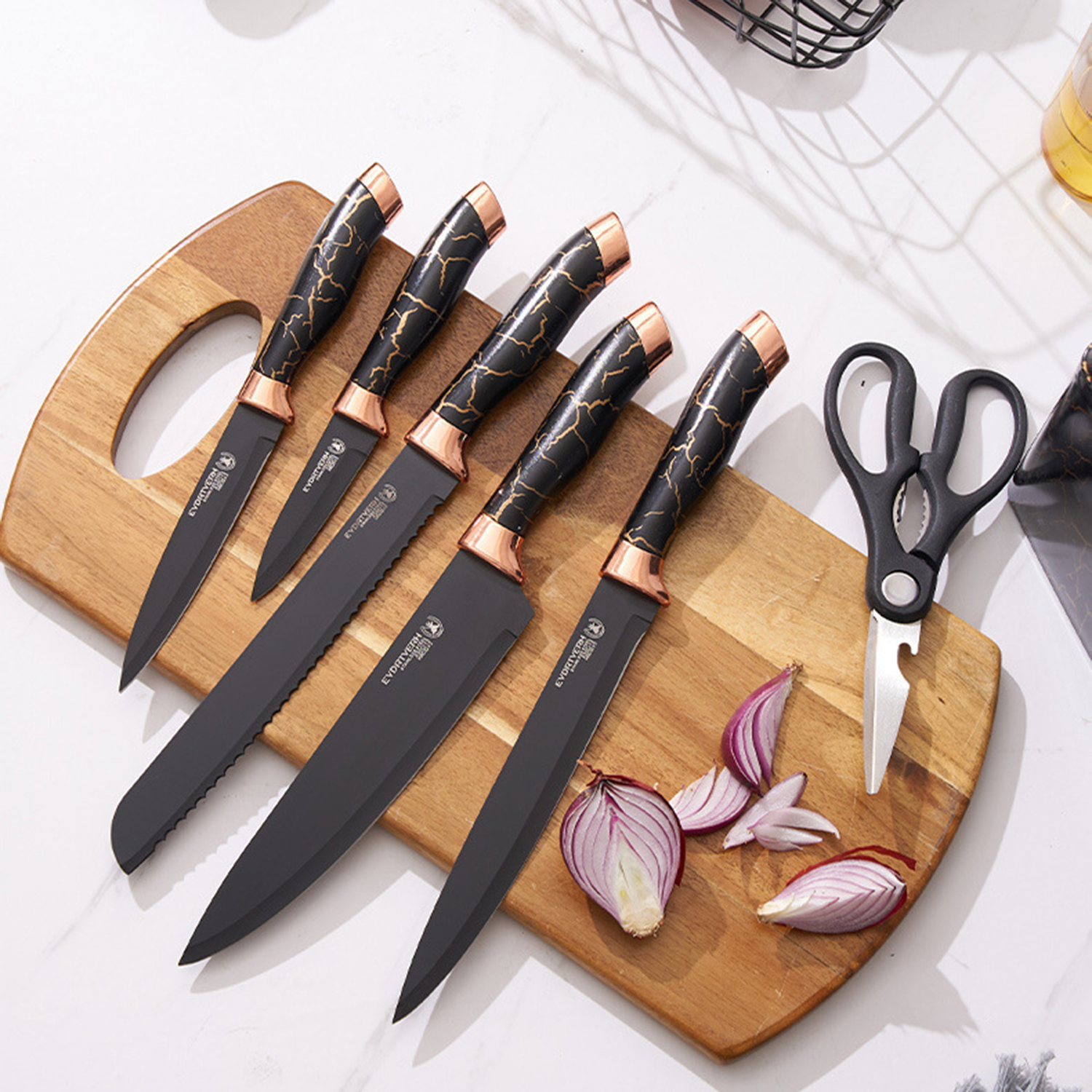 7 Pcs Sharp Stainless Steel Knife Block Set 4