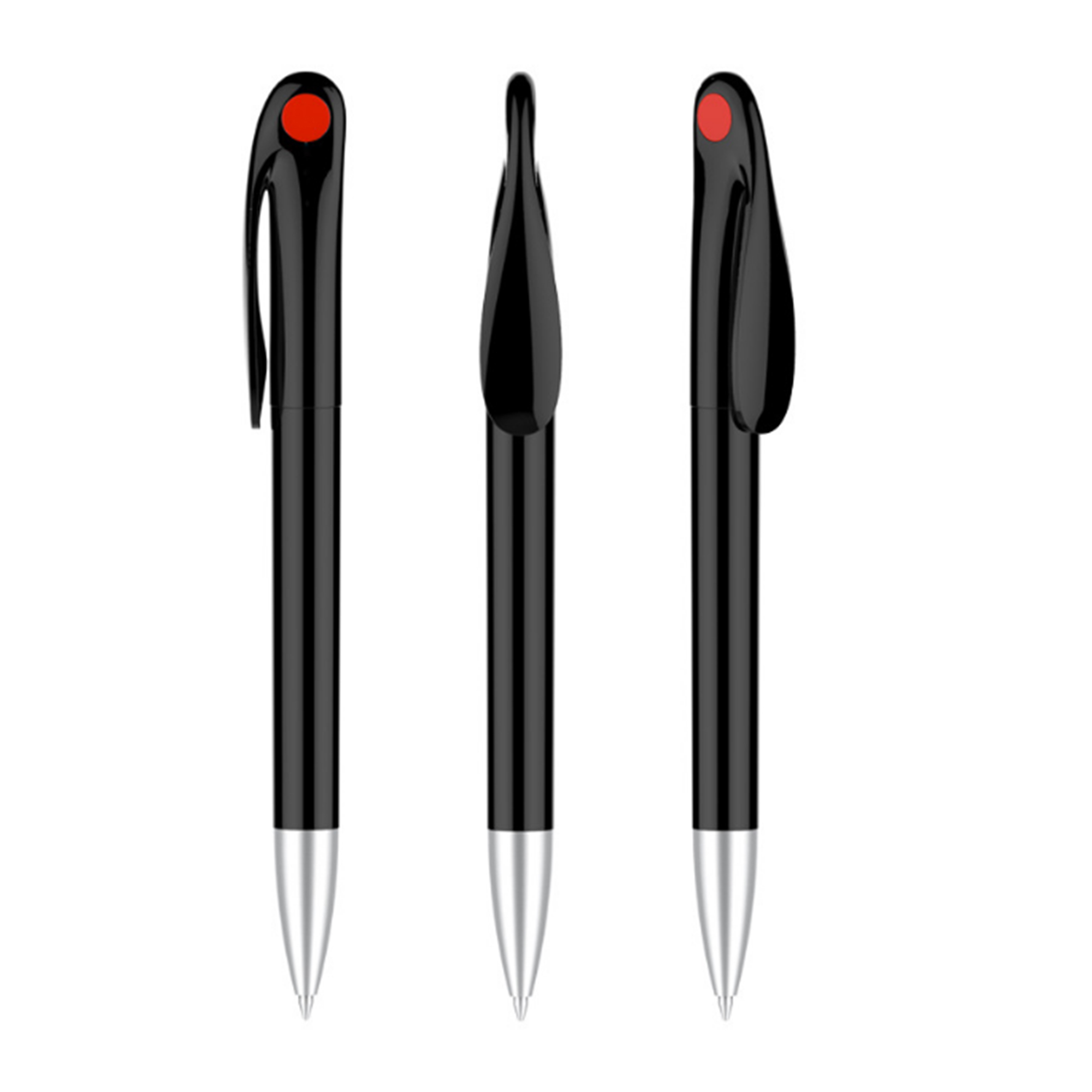 Durable Clip Plastic Black Ballpoint Pen 2