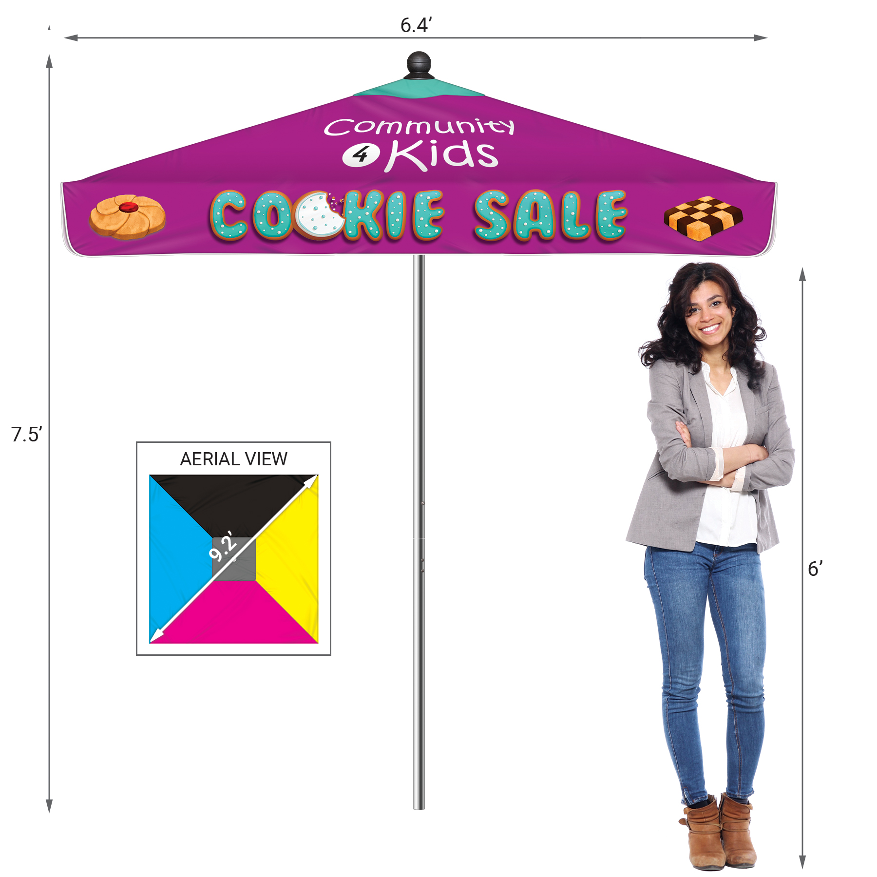 7.5' Heavy Duty Square Umbrella with Valance Kit 2