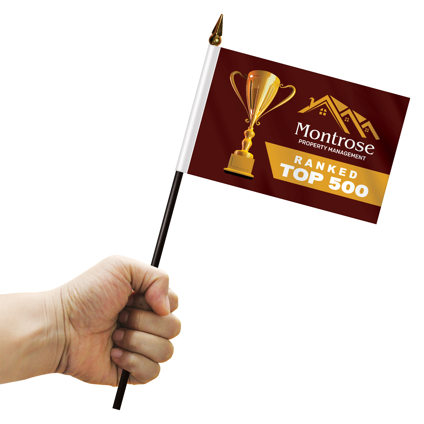 4" x 6" Single Reverse Stick Flag with Pyramid Stick Flag Base 12