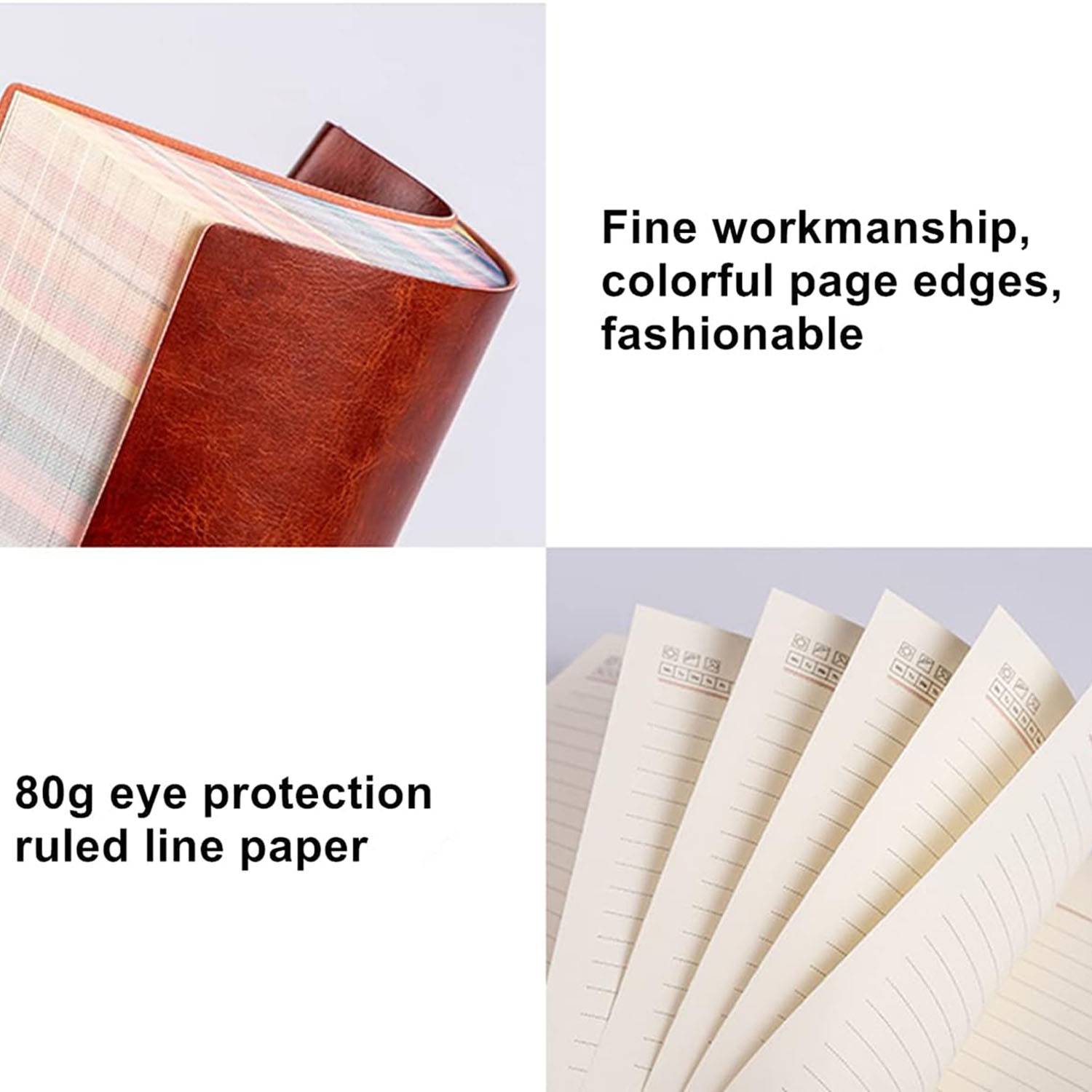 Rainbow Edge Notebook with PU Leather for Office School 7