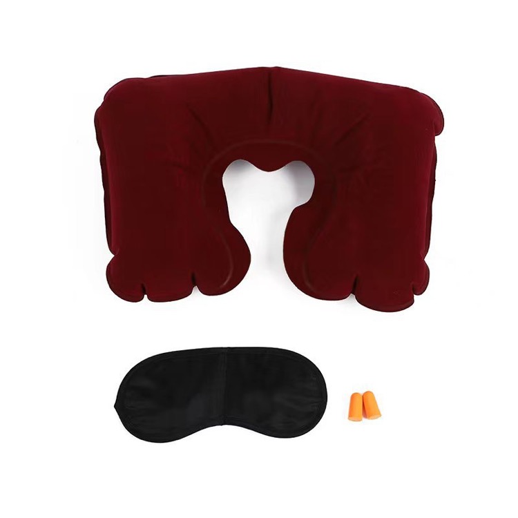 Inflatable Neck Travel Pillow + Eye Mask + Ear Plugs 3 Piece 3