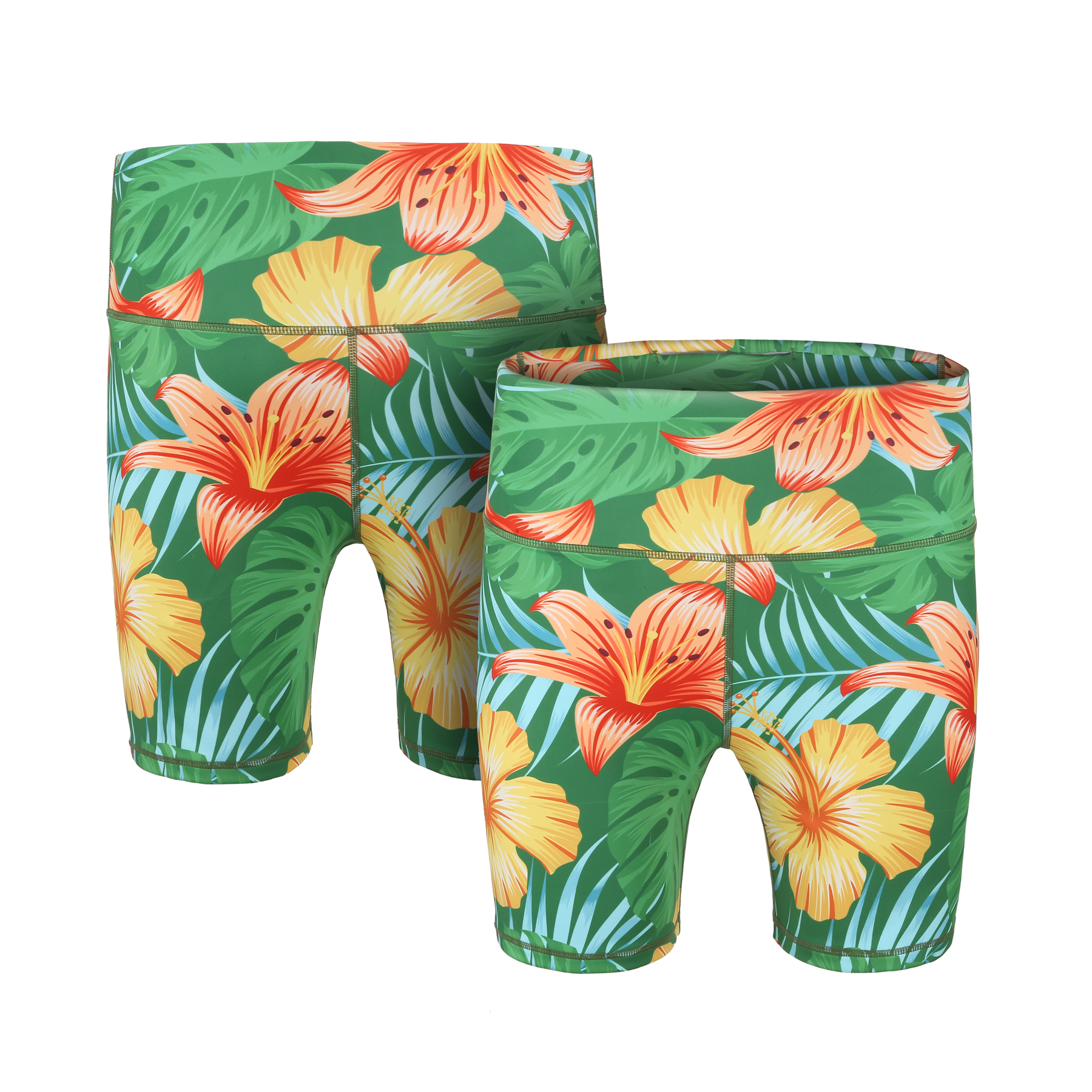 Custom Women's High Waist Yoga Workout Shorts (Full Color) 3