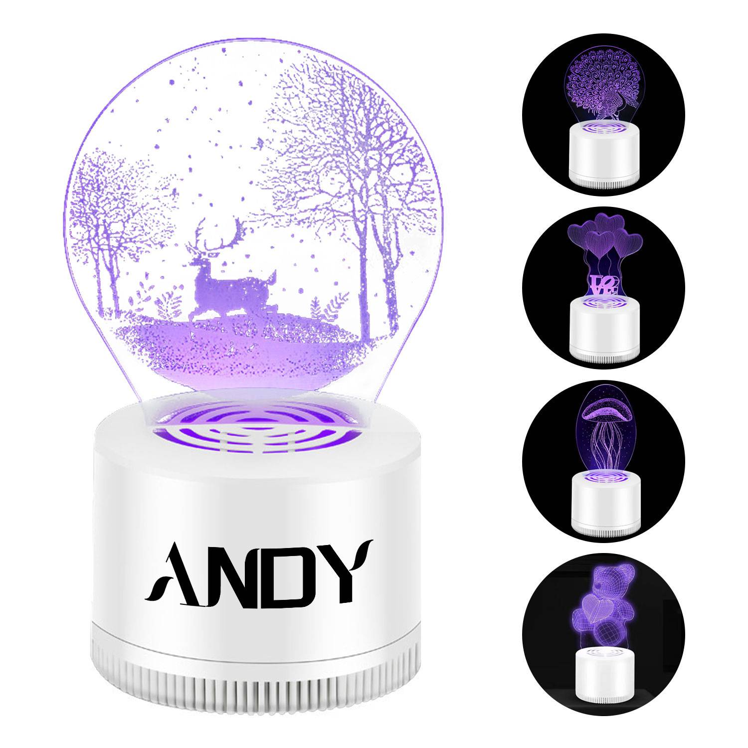 3D USB rechargeable LED purple light trapmosquito lamp 2