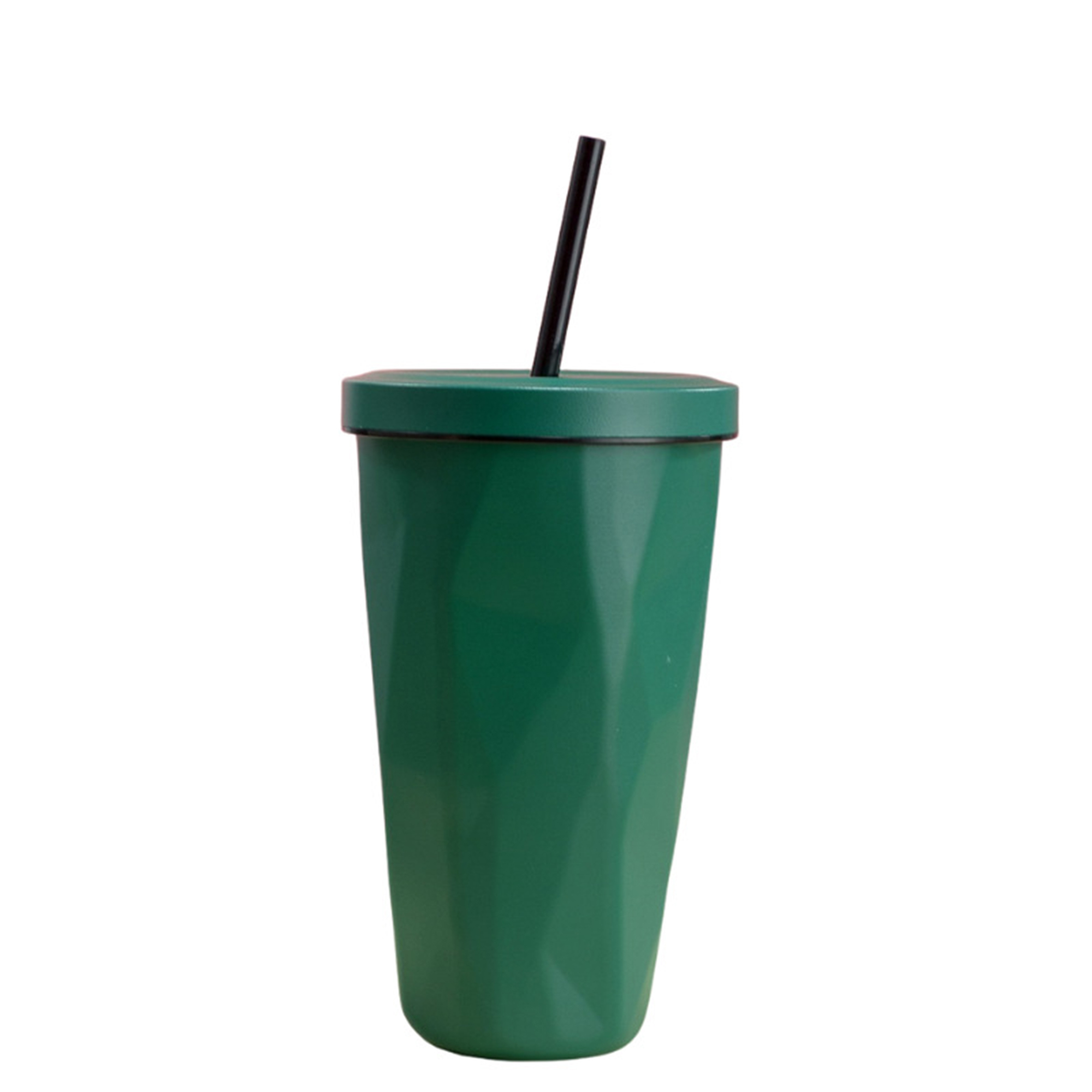 16 Ounce Diamond Shape Travel Tumbler With Straw 2.75" x 7.1" 21