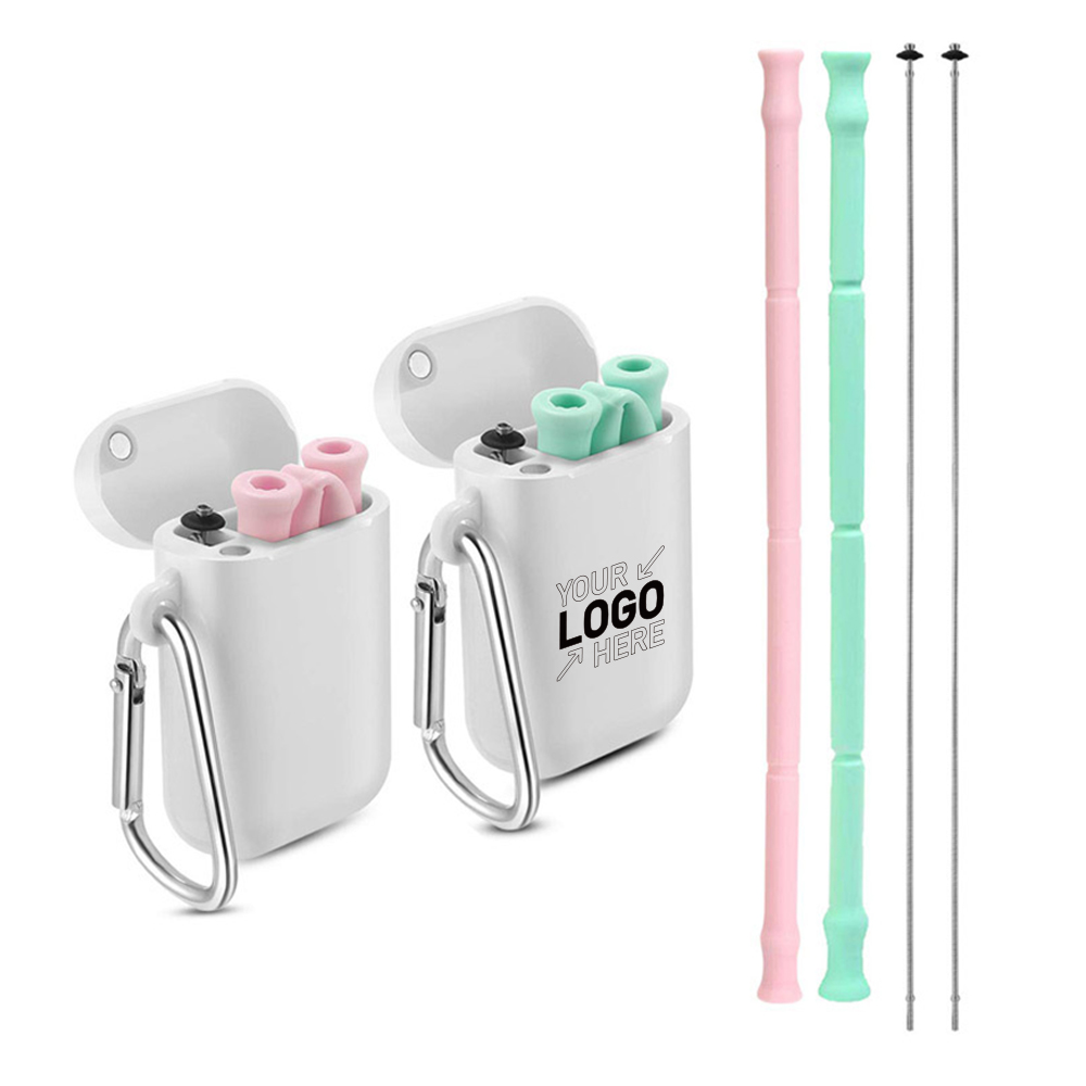 Reusable Collapsible Eco Silicone Drinking Straw With Case 3