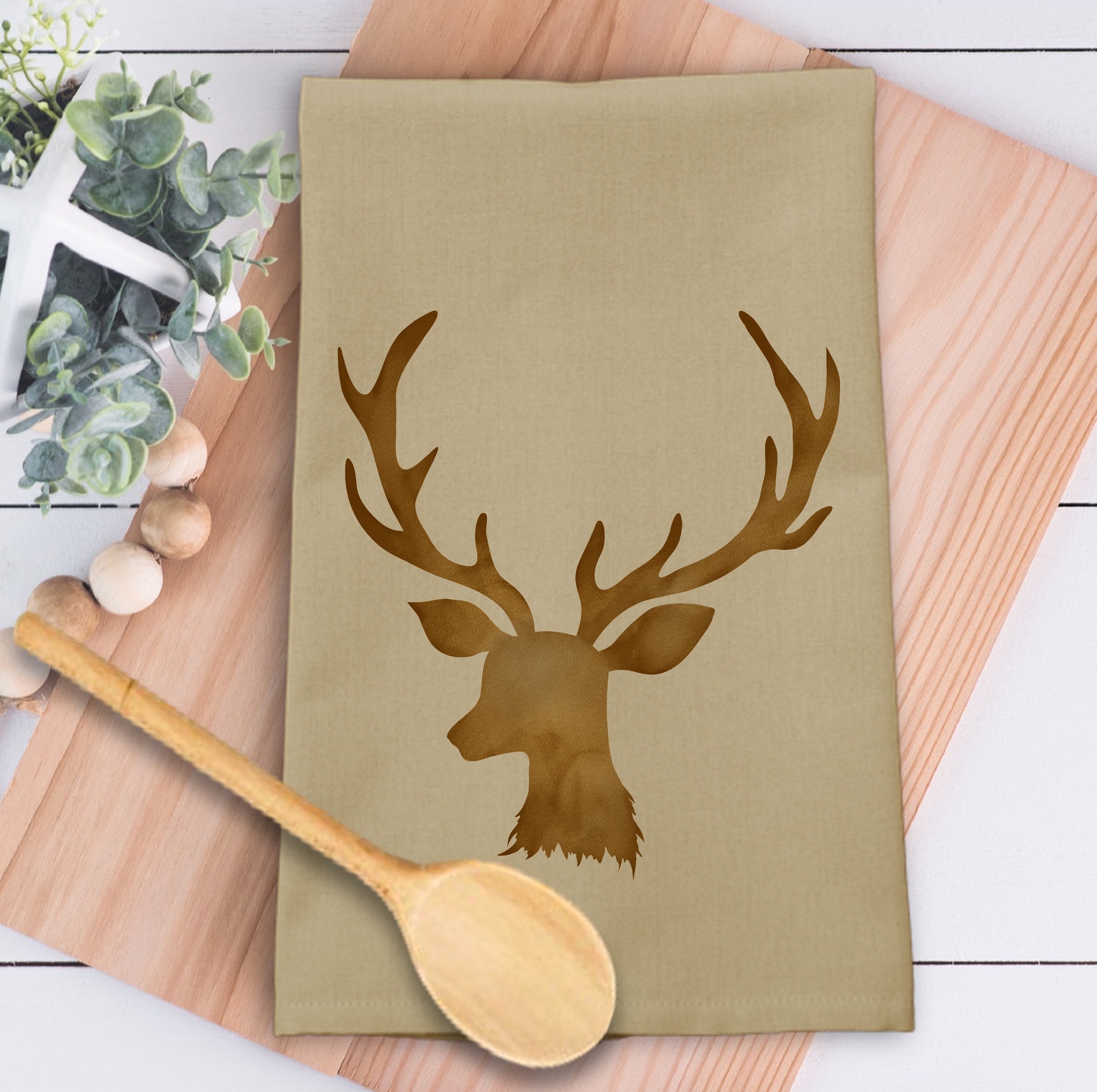 Wheat Solid Plain Weave Kitchen Towel with Custom Print 11