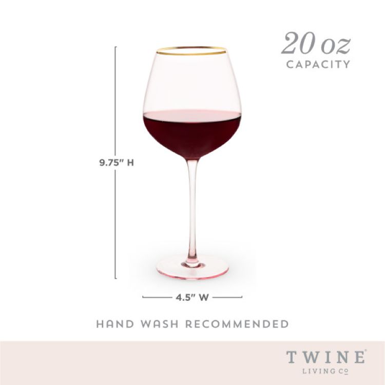 Twine Living® Rose Crystal Red Wine Glass, set of 2 4