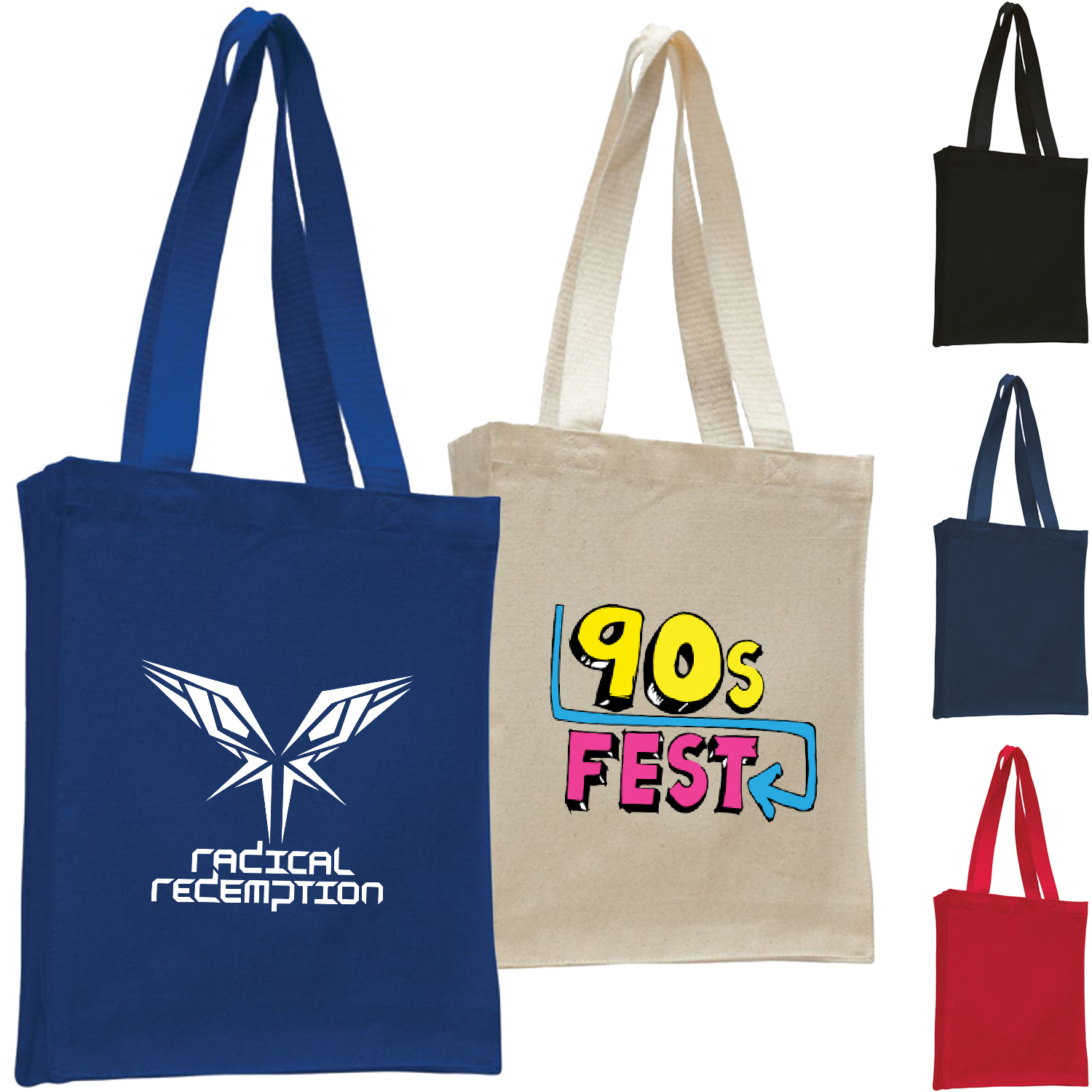 12 oz. Cotton Canvas Book Tote Bag with Gusset USA Decorated (10" x 12") 1