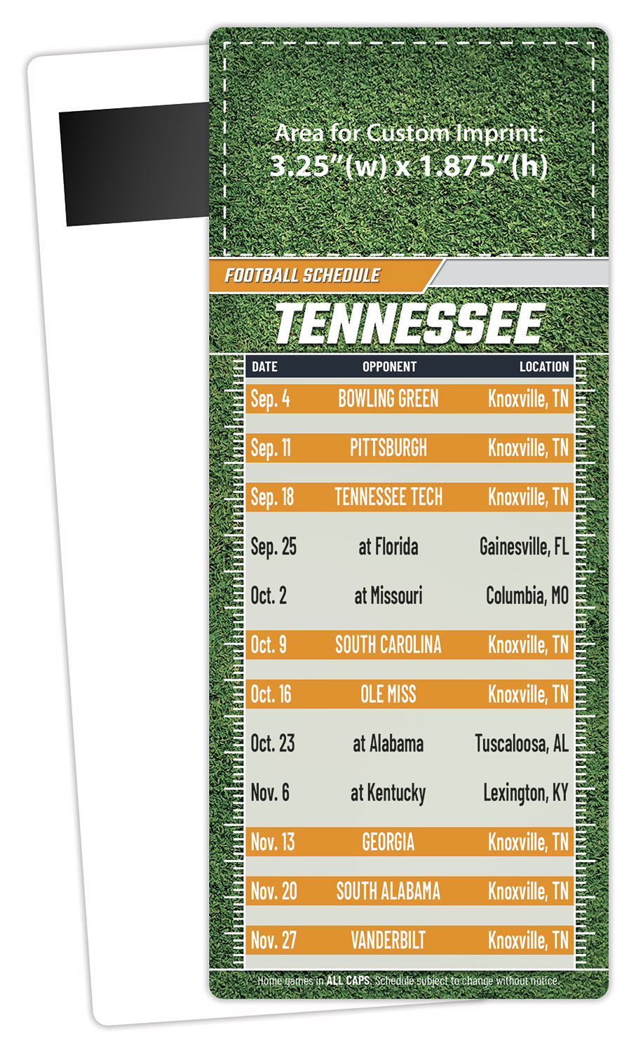 Football Schedule Laminated Card/Postcard with Magnet Strip 3.5x8.5 - 14 pt. 2