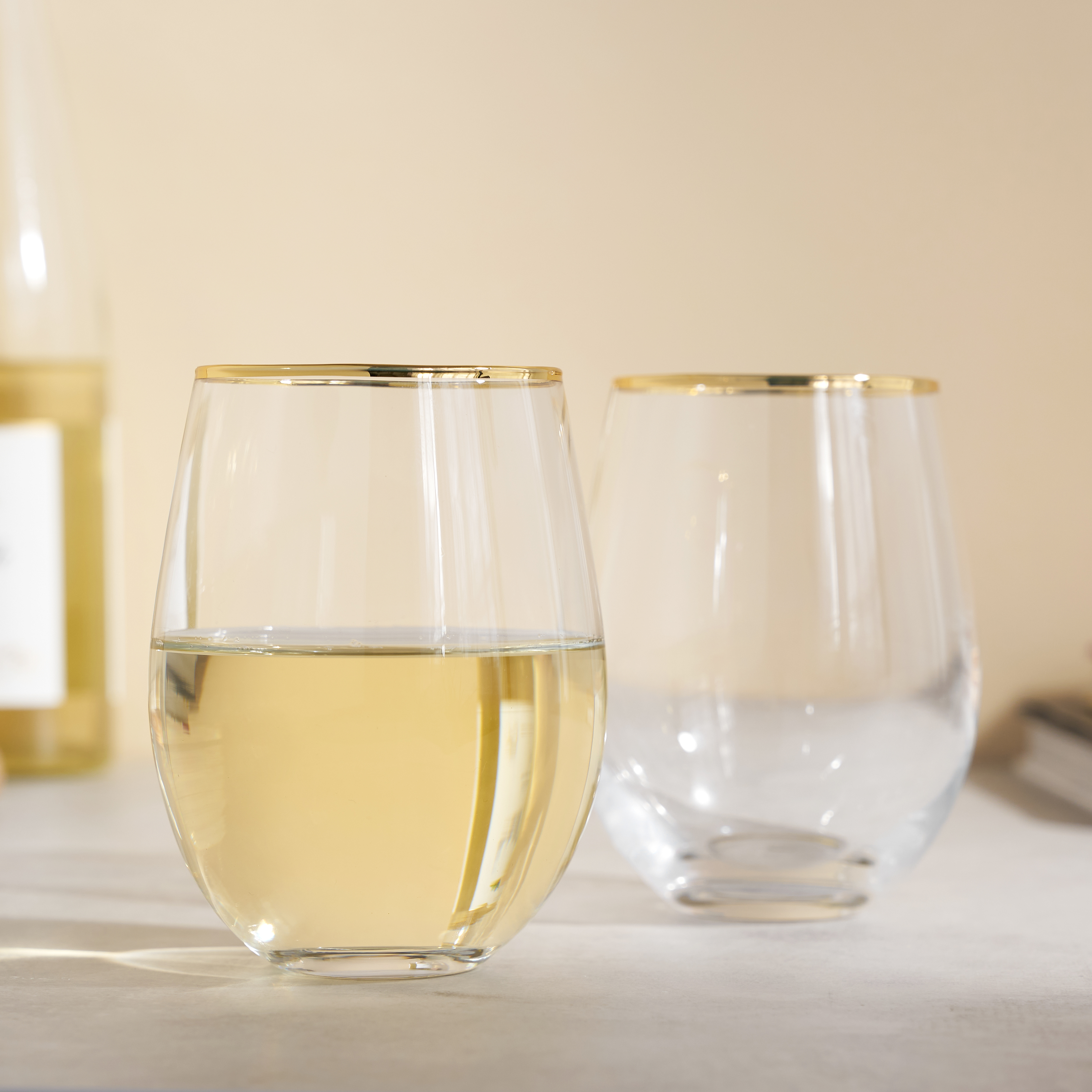 Twine Living® Gilded Stemless Wine Glass, set of 2 9