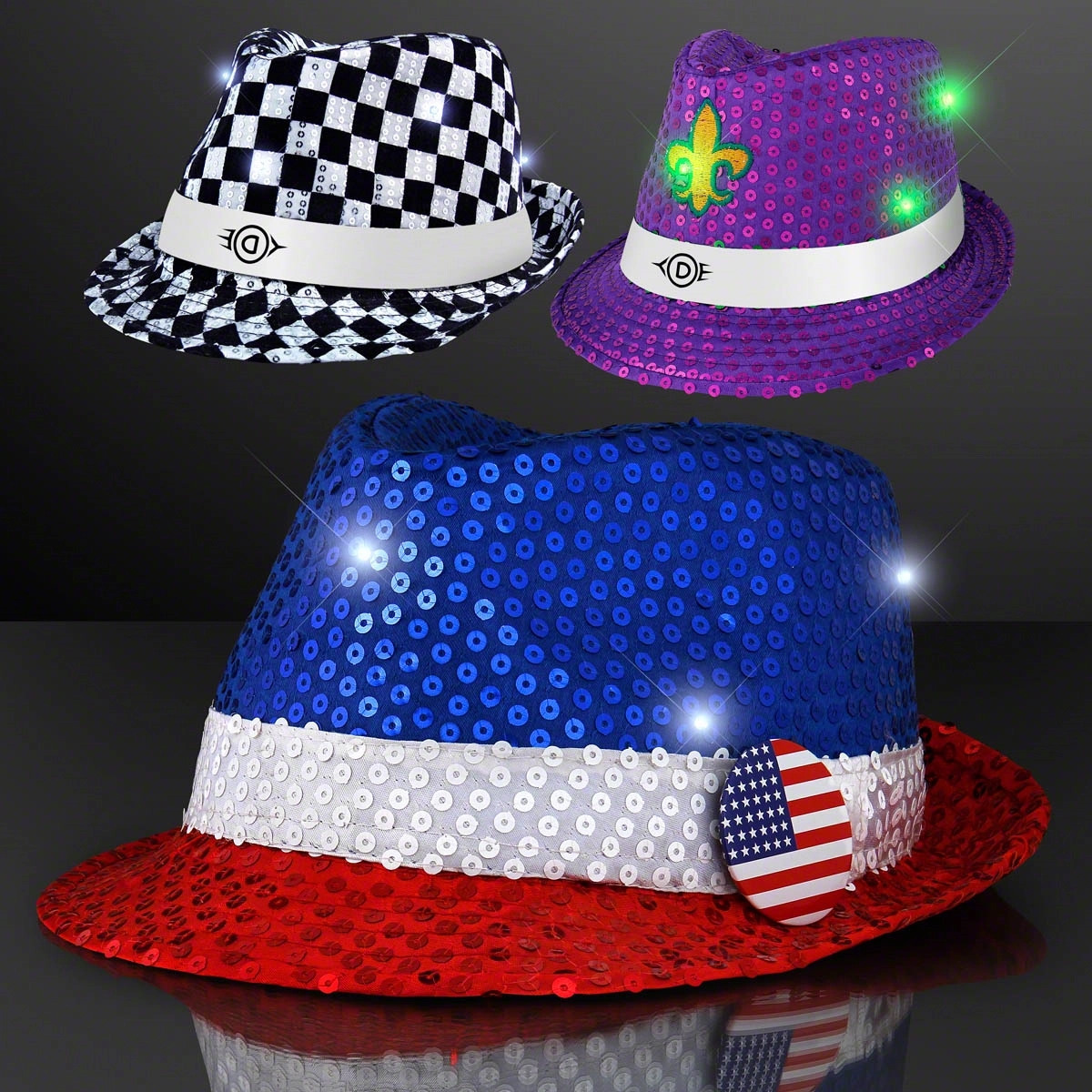 Shiny Colorful Fedora Hats with White Bands 4