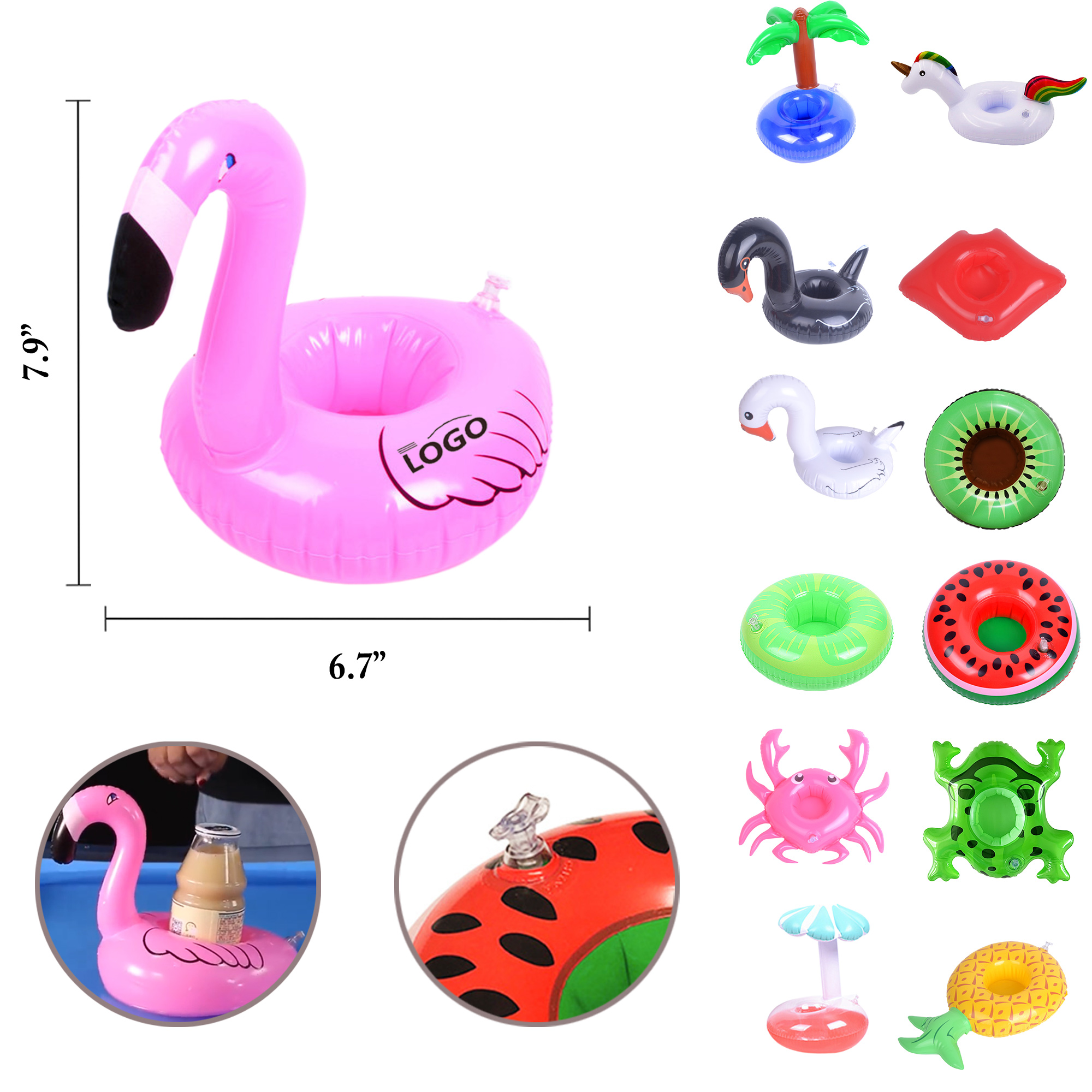 MOQ500 Inflatable Pool Float With Cup Holder 3