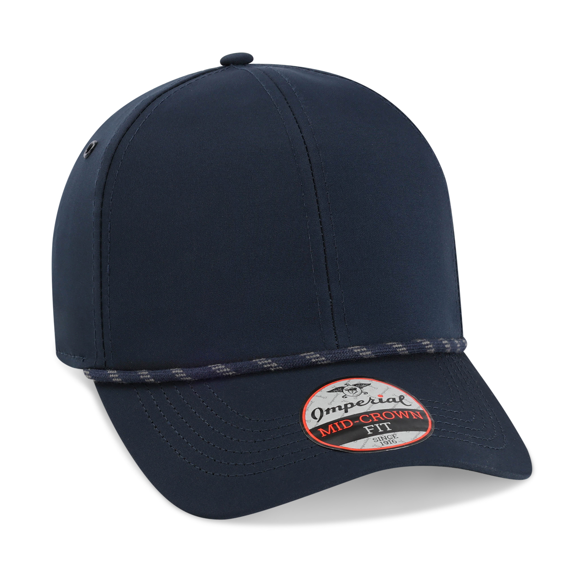 Imperial 6054 6-Panel Habanero Performance Rope Cap w/ Leatherette Patches or Embroidery 13