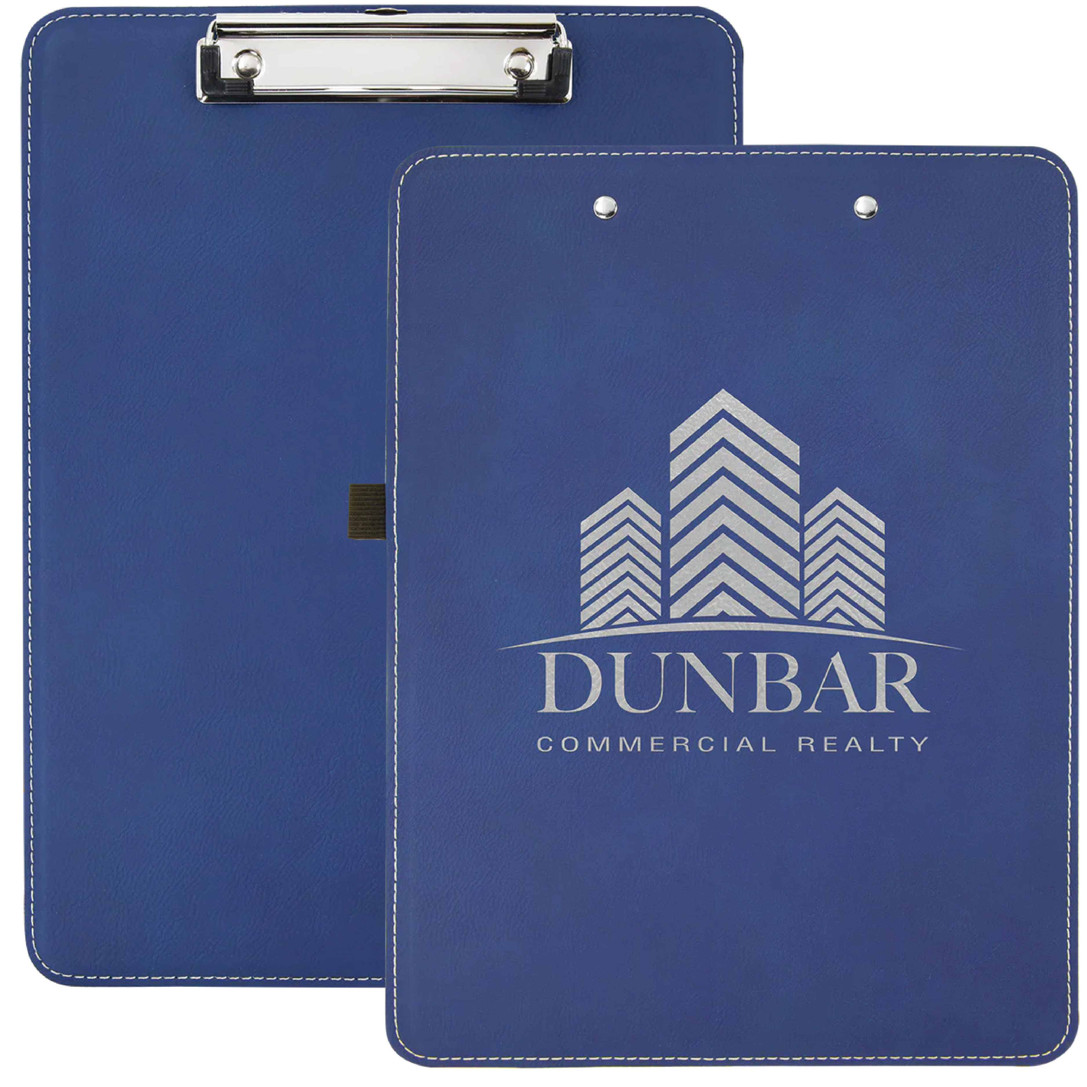 9" x 12 1/2" Blue/Silver Leatherette Clipboard