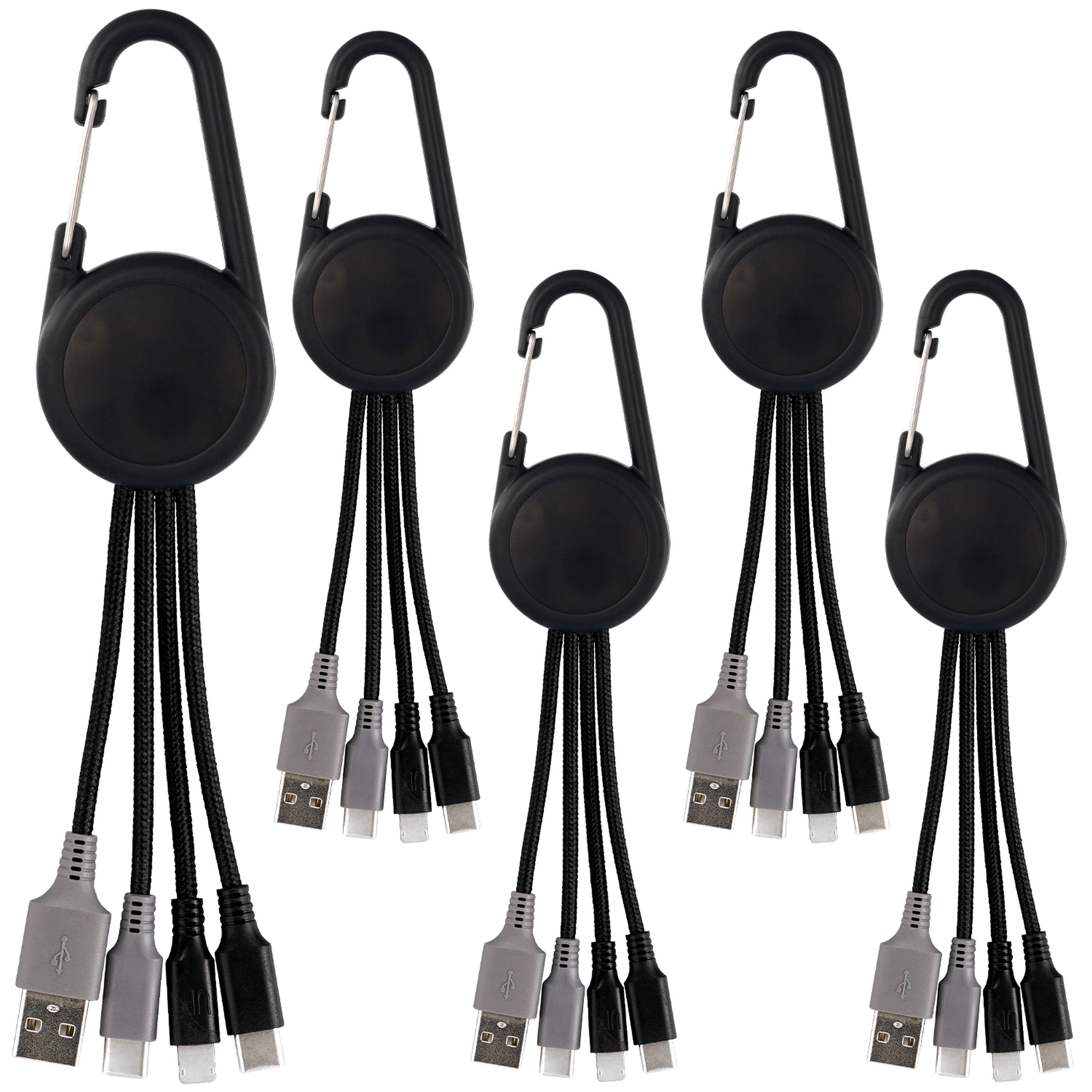 Color Light Up Dual Input 3-in-1 Carabiner Charging Cable 4