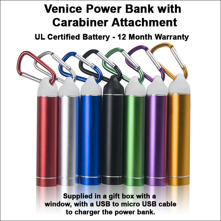 Venice Power Bank with a Carabiner 2000 mAh