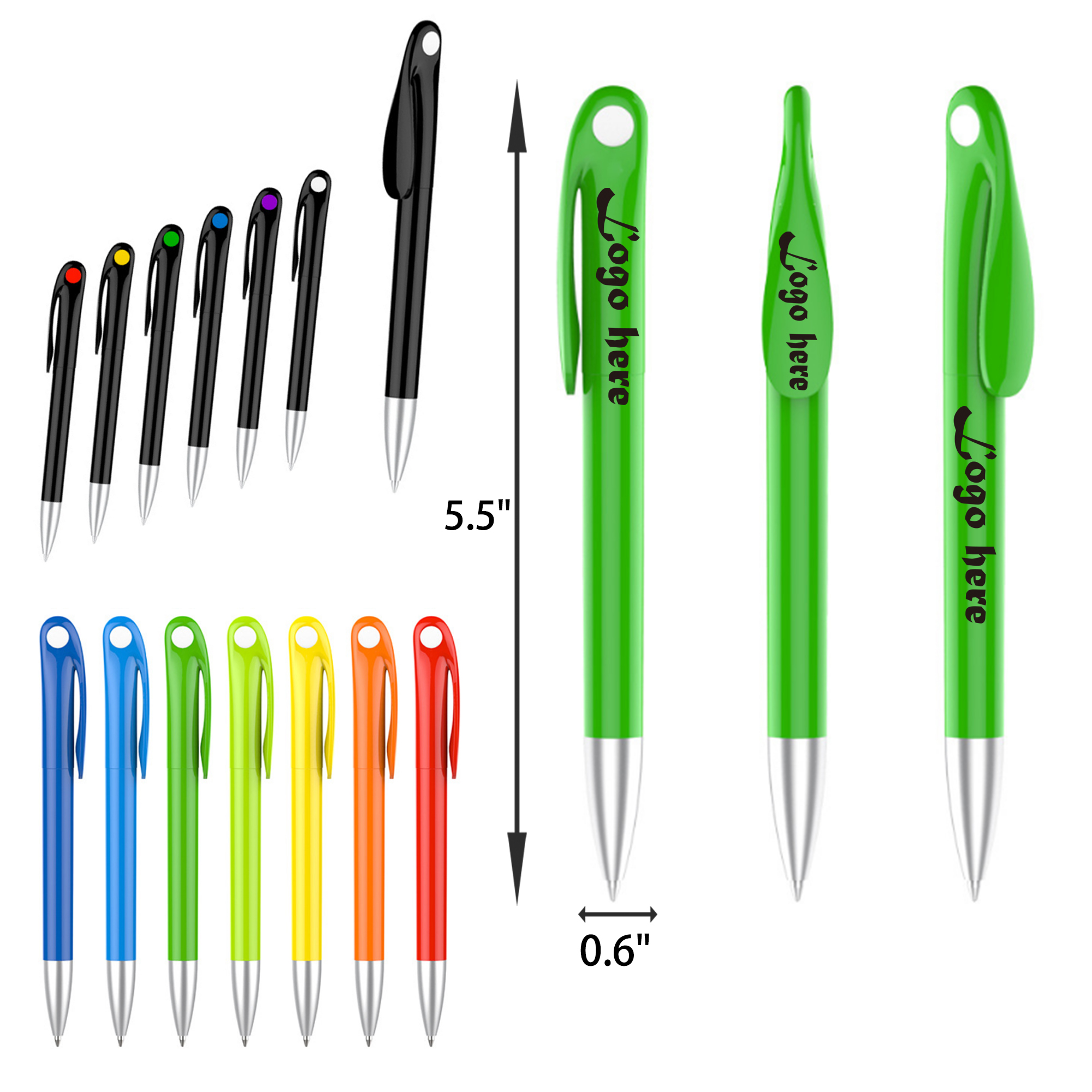 Stylish Clip Plastic Black Ballpoint Pen 17