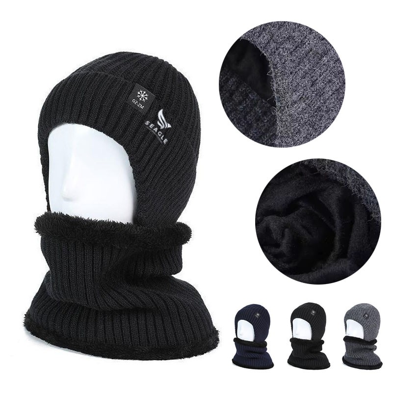 Winter Fleece-Lined Thickened Windproof Cycling Neckerchief Knit Hat 2