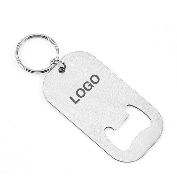 Square Metal Bottle Opener W/ Keyring 1