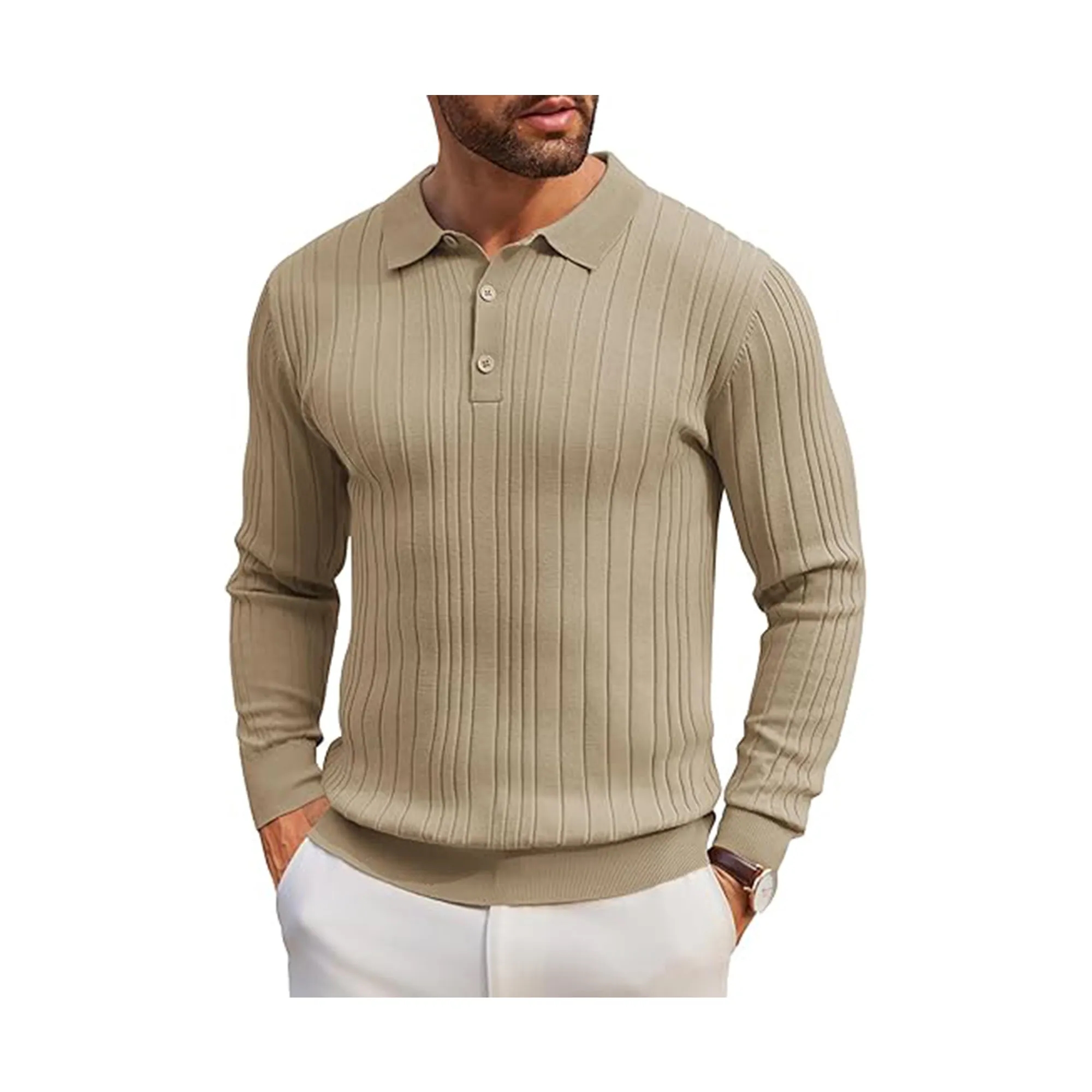 Men's Long Sleeve Knit Polo Shirt 6