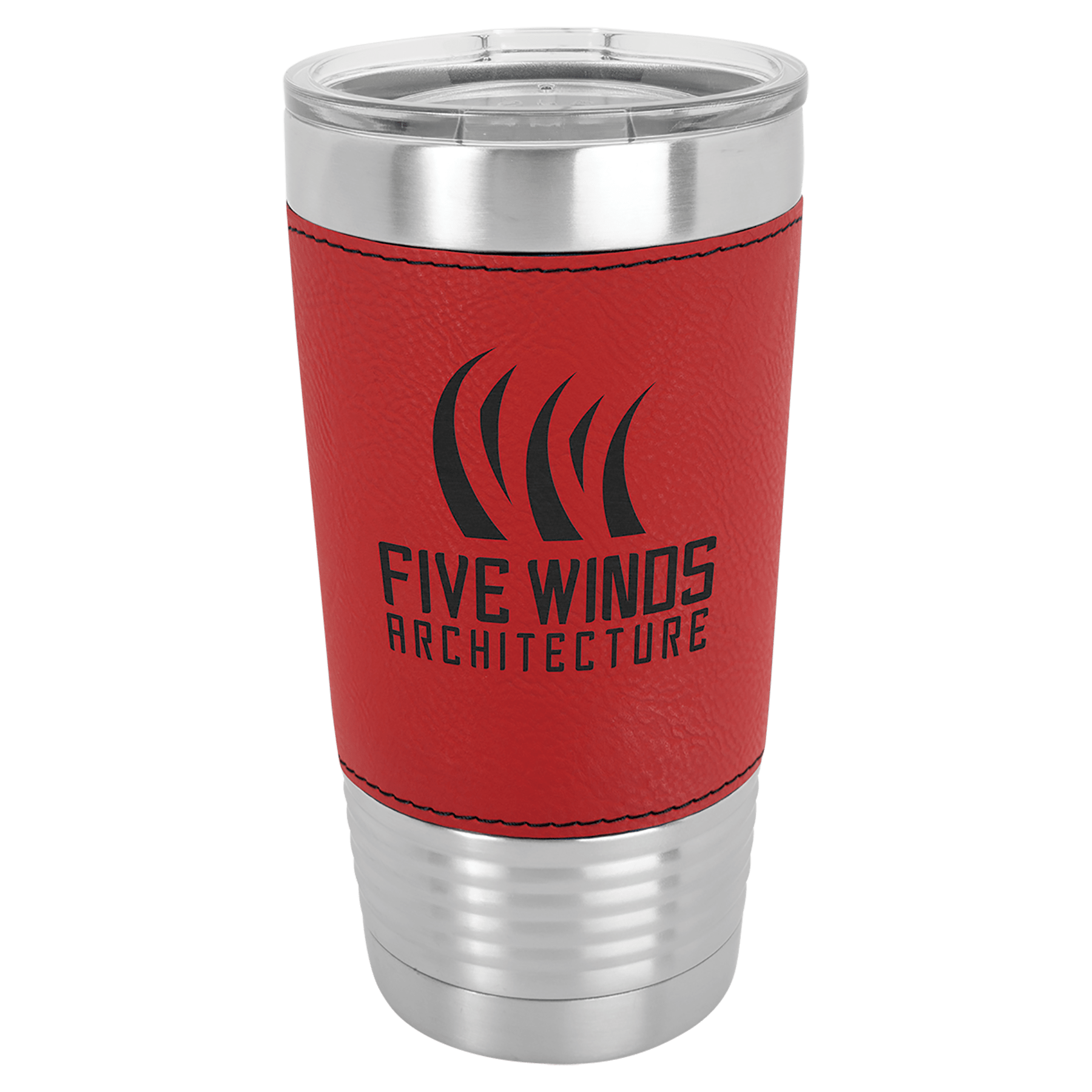 20 Oz. Light Brown Laserable Leatherette Tumbler With Clear Lid 12