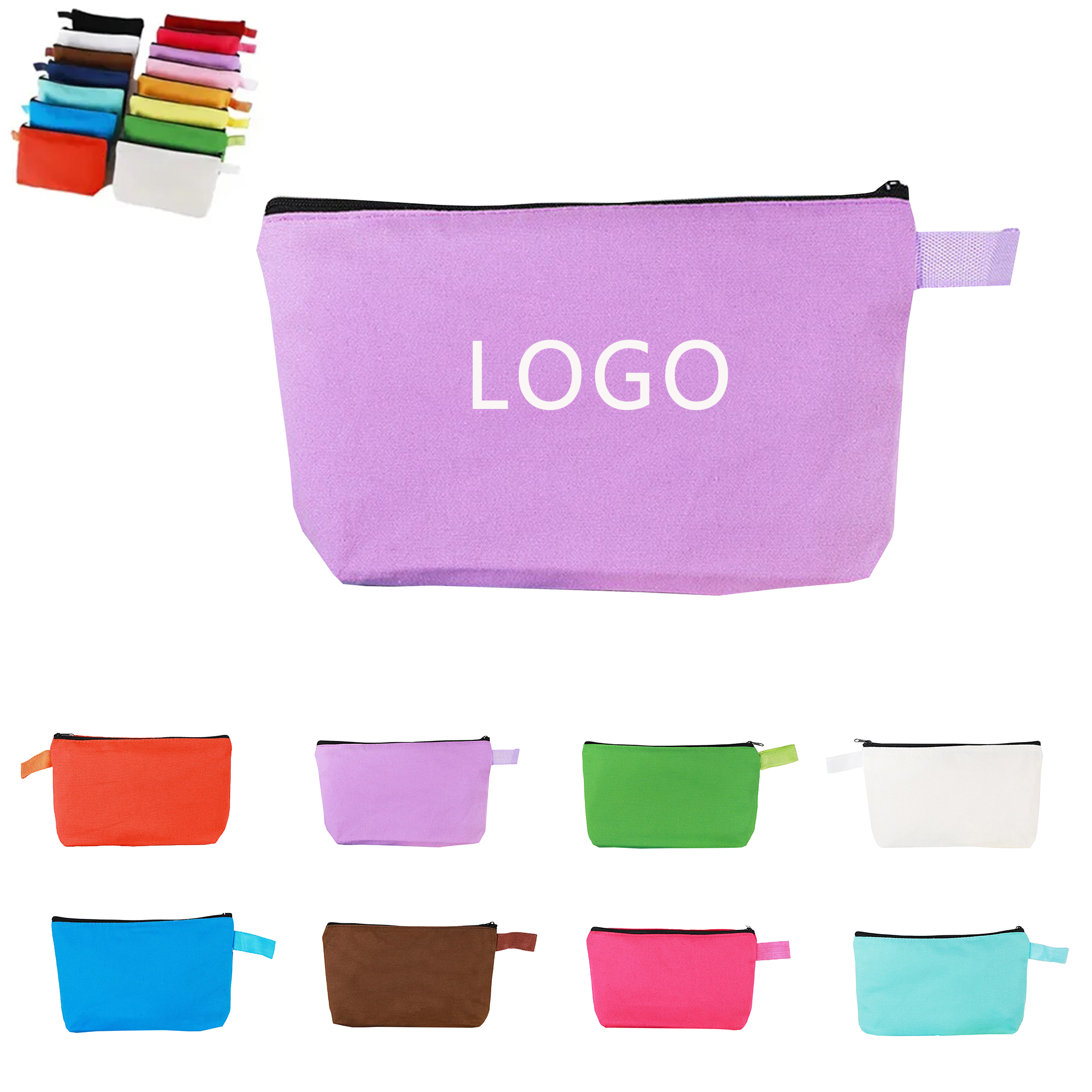 Canvas Zipper Pencil Case Handheld Pouch Makeup Bag 15