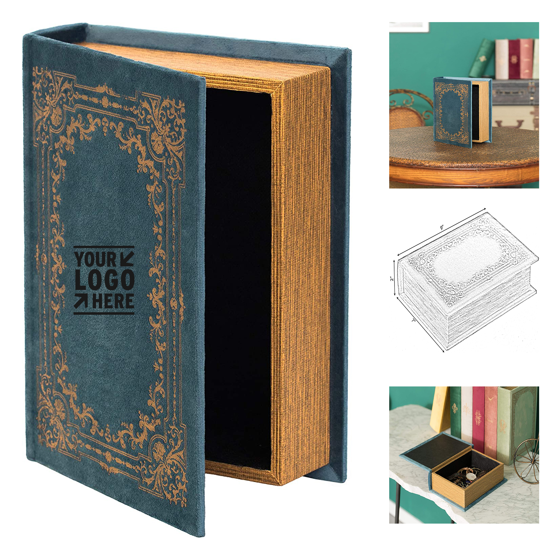 Decorative Vintage Book Shaped Trinket Storage Box