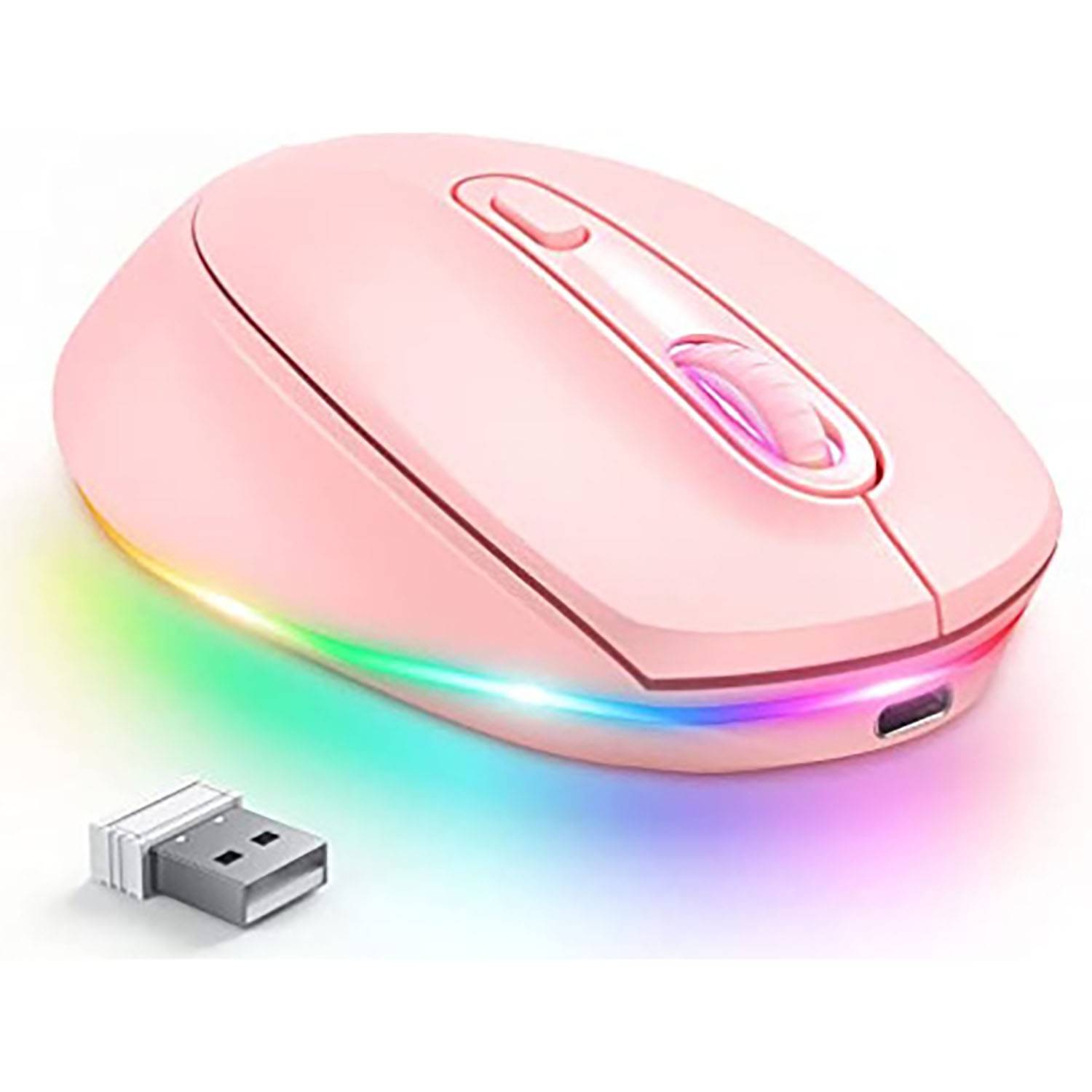 Rechargeable Colorful LED Lights Wireless Silent Mouse 4