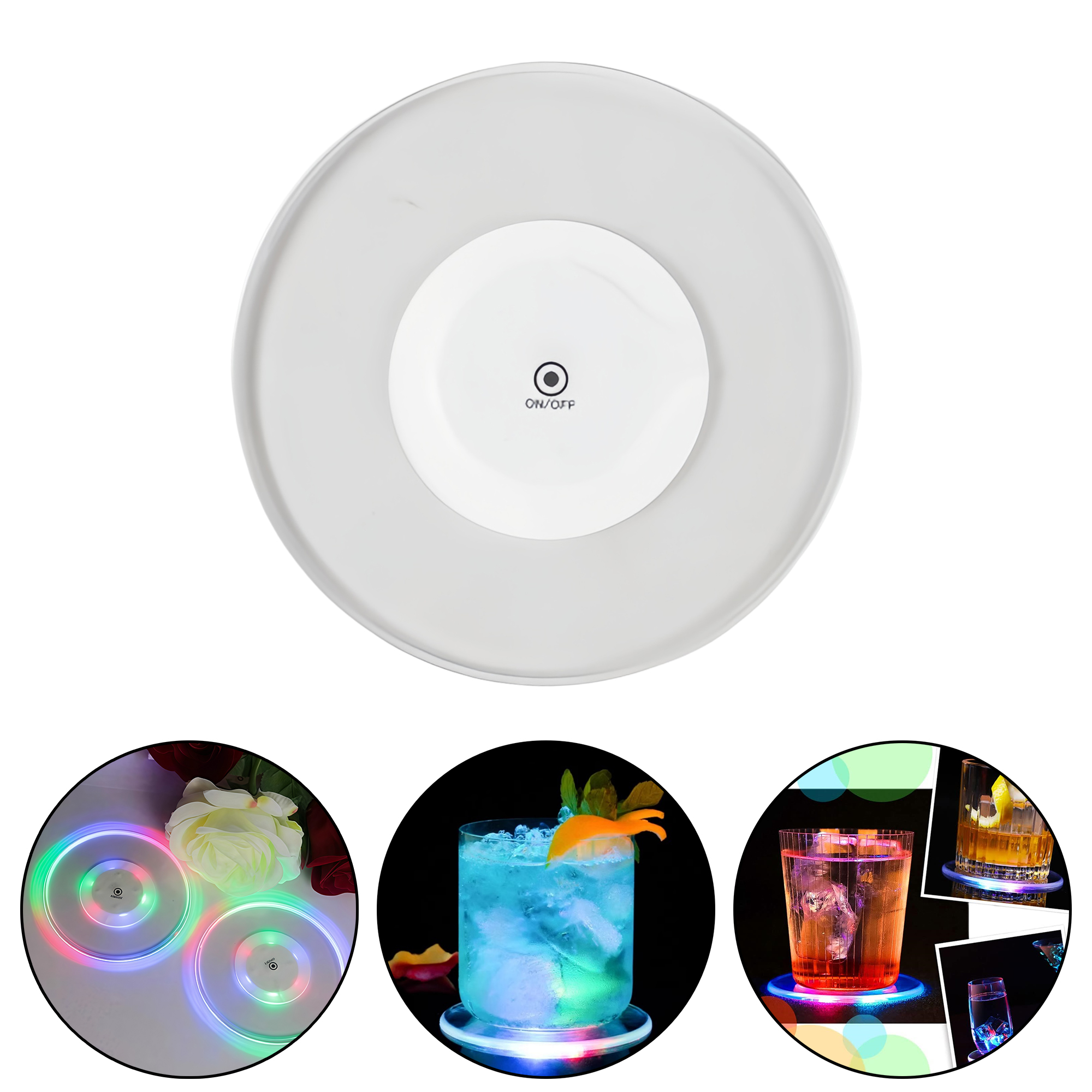 Ultra Thin Transparent LED Coaster for Bar Cocktail Drinks with 3-Color Flashing Light 1