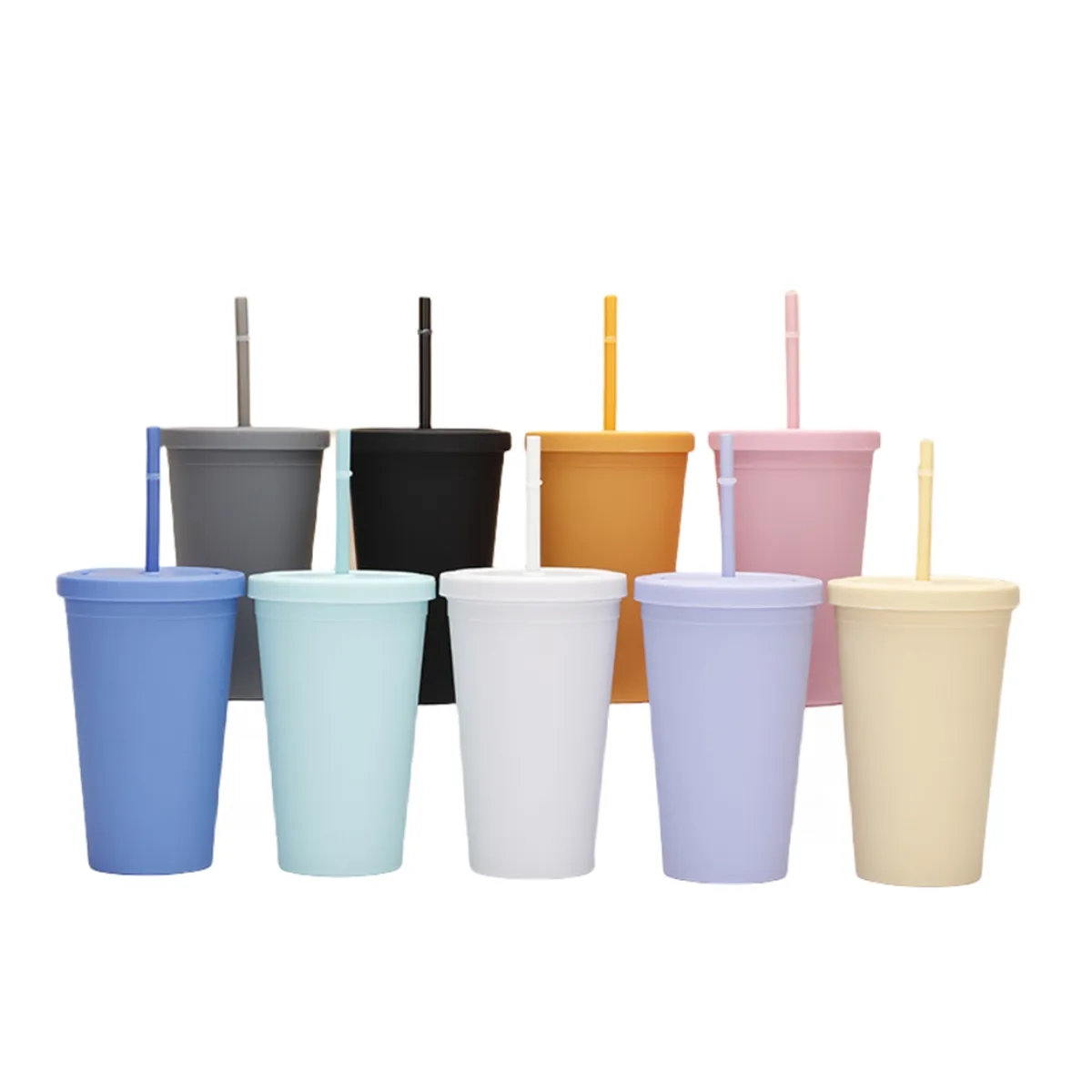 16oz Colored Acrylic Cups with Lids and Straws 1