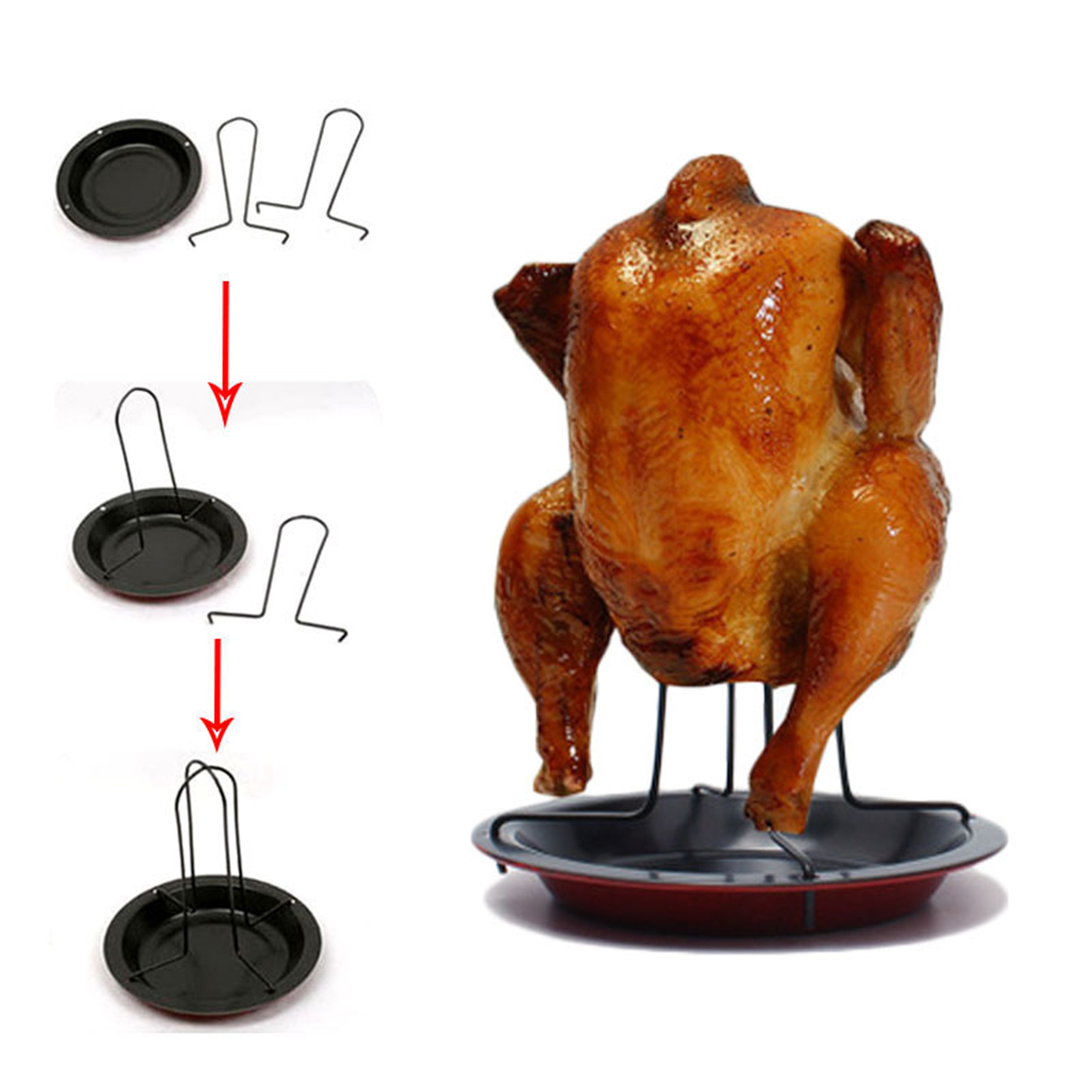Carbon Steel Outdoor Camping Thick Roasted Chicken Stand 2