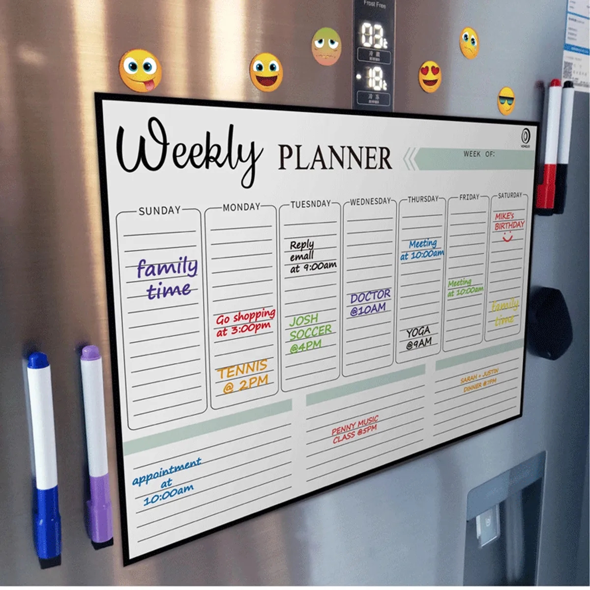 Magnetic Dry Erase Weekly Planner Set For Fridge 4