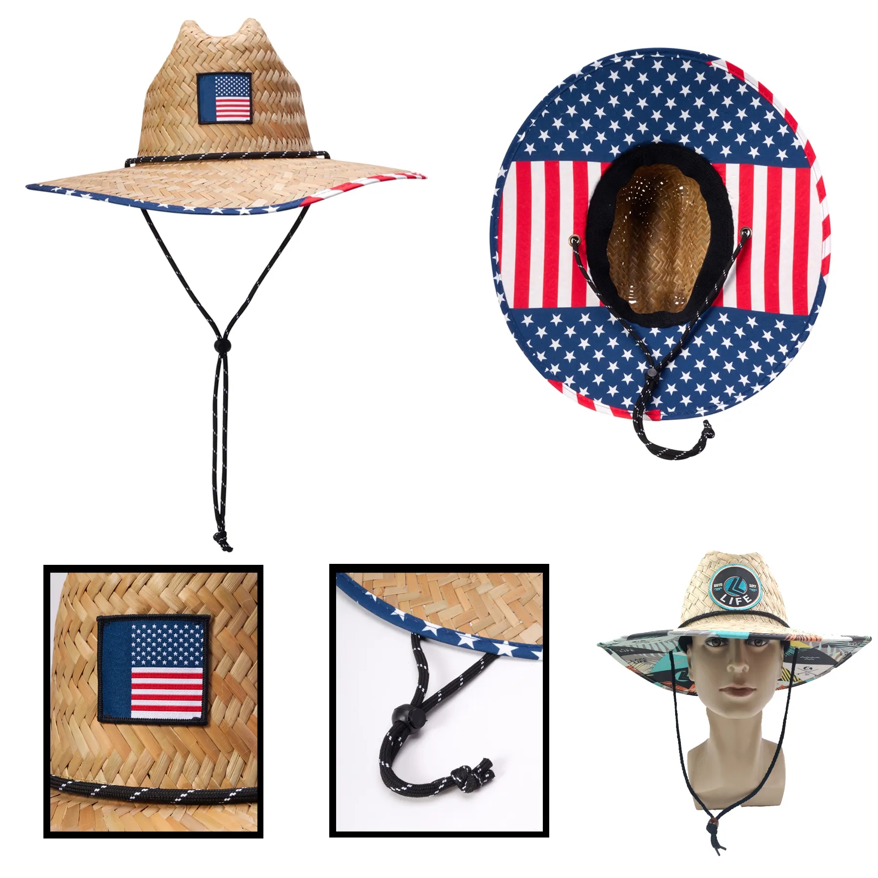 Straw Lifeguard Hat w/ Woven Label 2