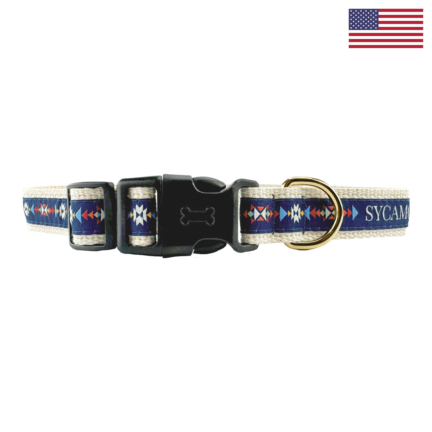 1" Woven Pet Collar w/ Gold Colored Hardware & Cotton Webbing - "Elite" Weave