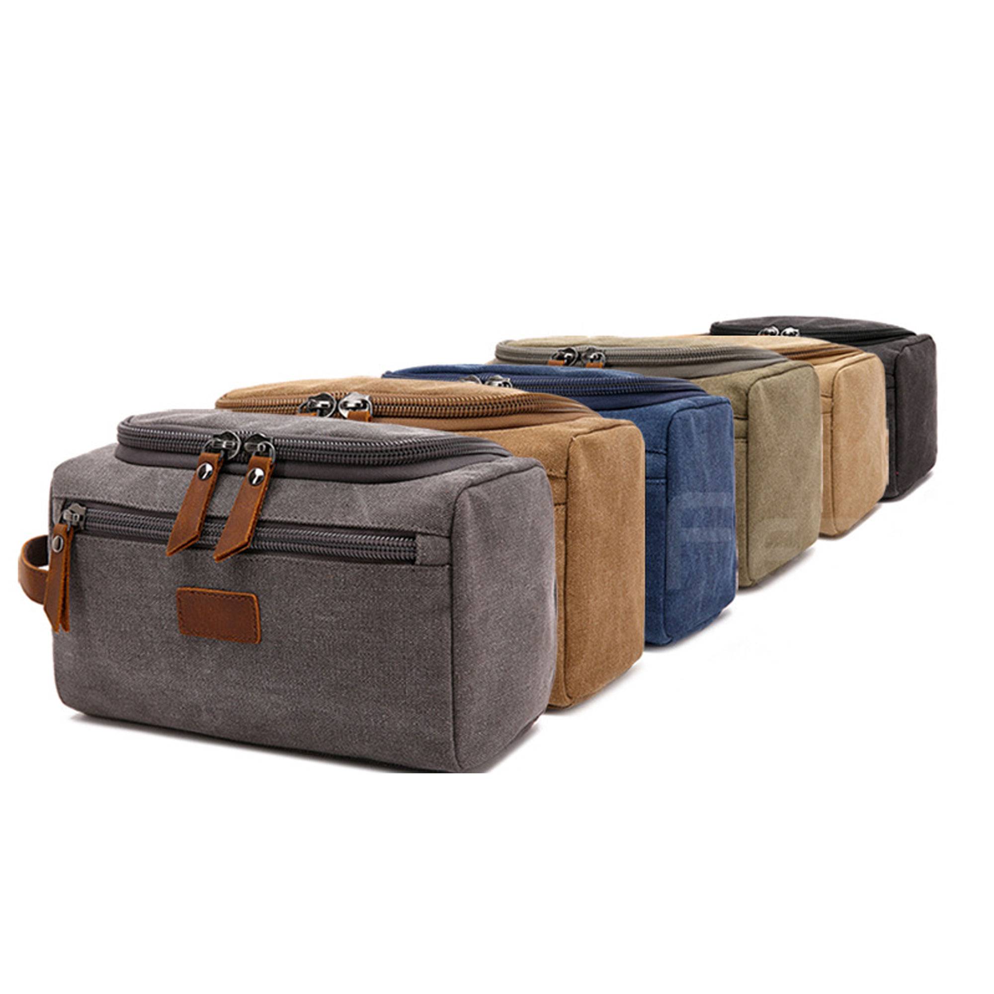 Canvas Leather Cosmetic Makeup Travel Toiletry Bag 6