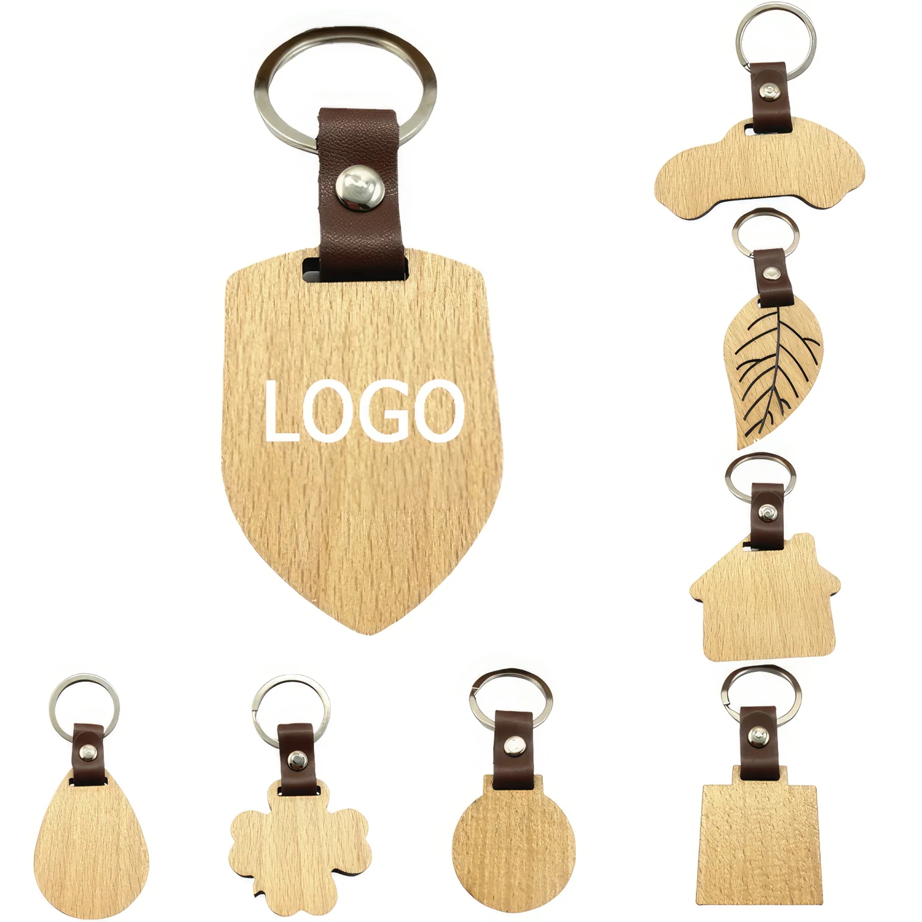 Creative Leather Wood Keychain 3