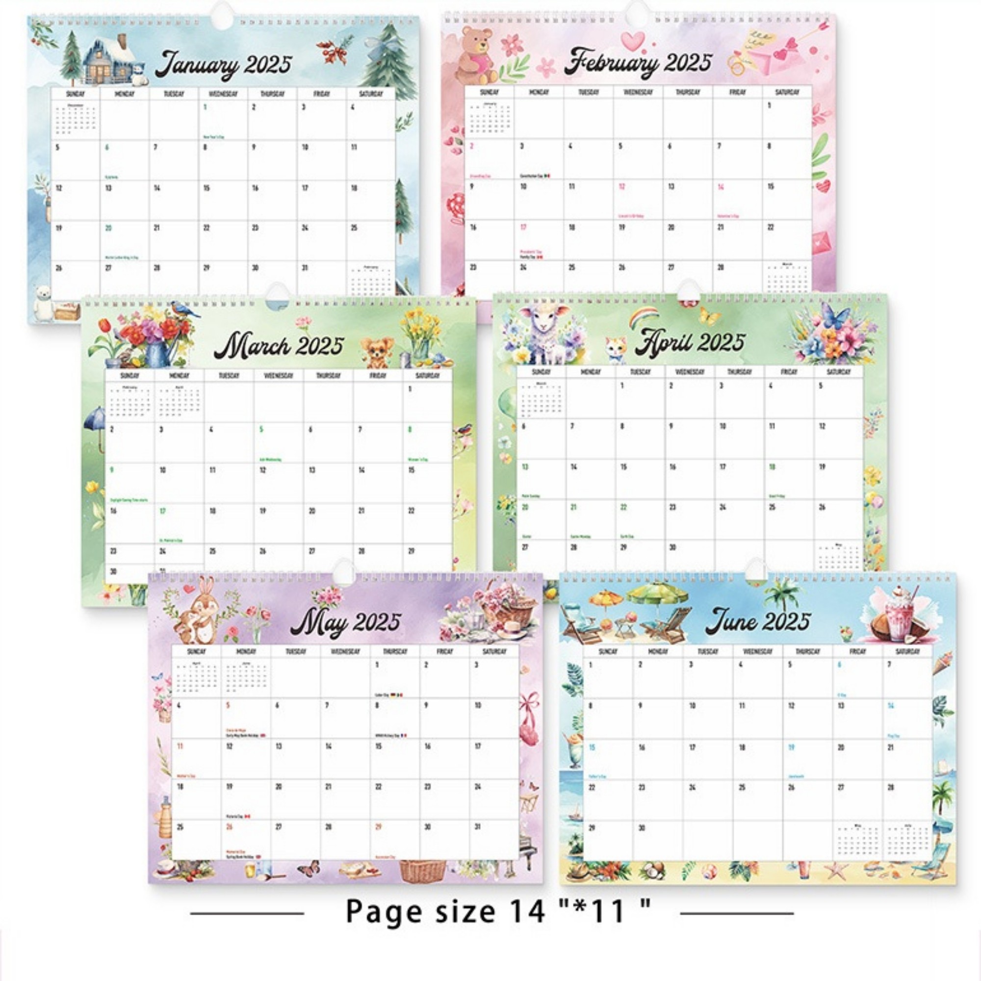 18 Months 14"*11" Wall Calendar From Jan 2025 To June 2026 3
