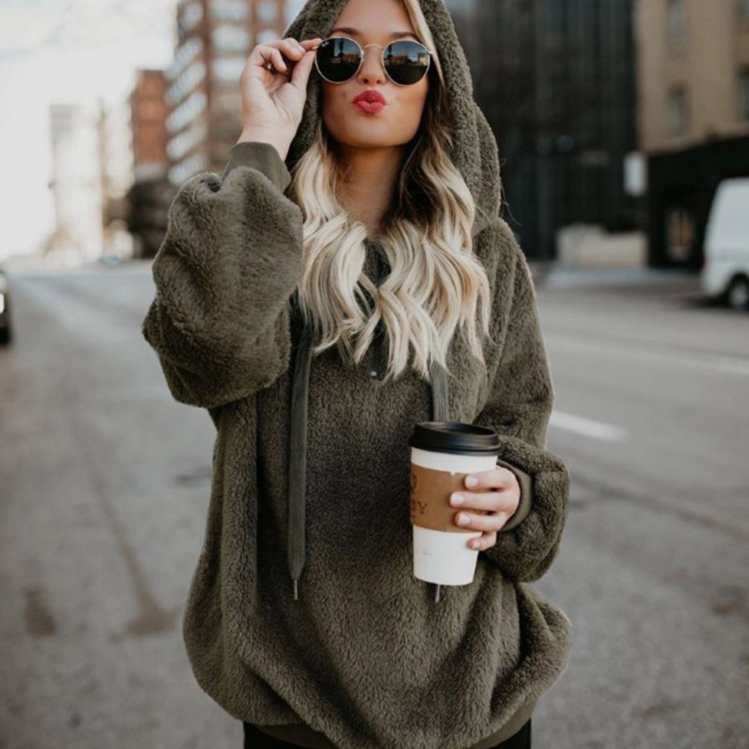 Women'S Oversized Fuzzy Pullover Hoodies 1