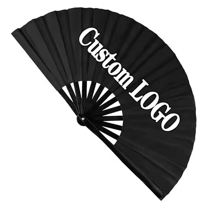 Folded Polyester Bamboo Fans 4