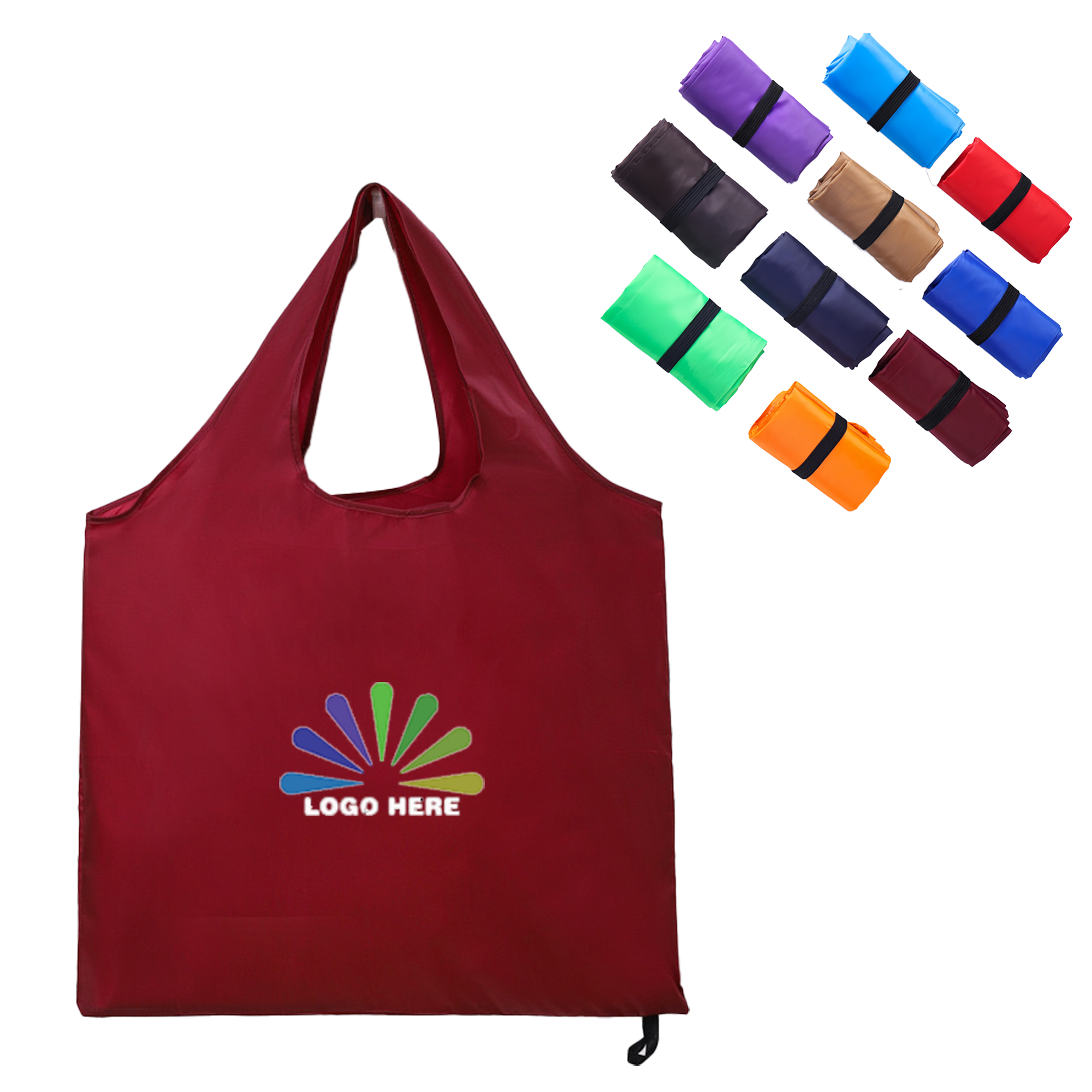 Large Capacity Portable Polyester Foldable Shopping Bag, custom tote bag with logo imprint 2