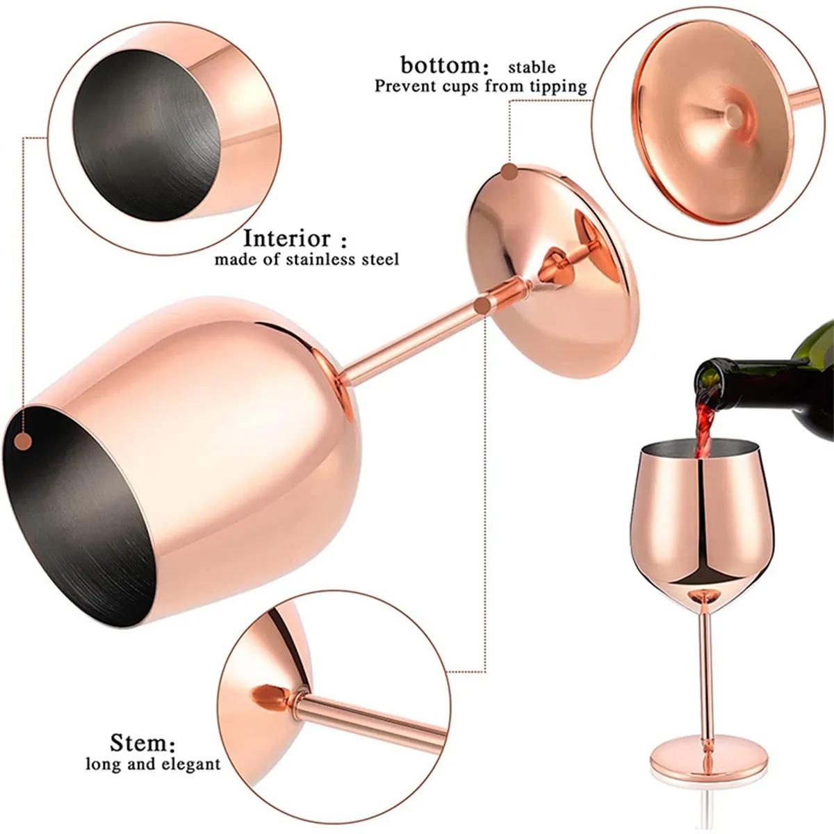 18oz Unbreakable Fancy Stainless Steel Wine Glass 5