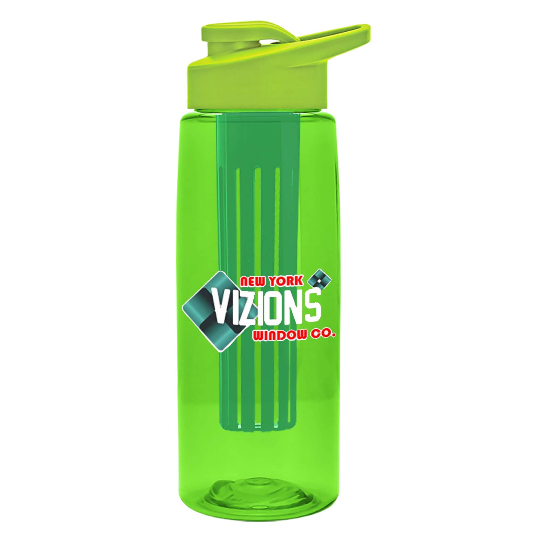 The Flair - 26 oz. Transparent Tritan Bottle with Drink thru , Large infuser, and Digital Imprint 2