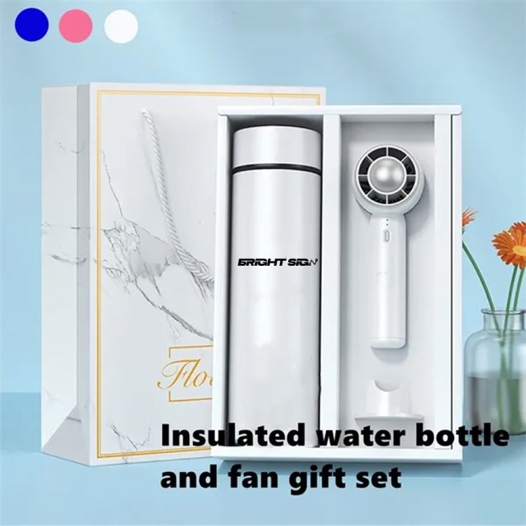 Stainless Steel Insulated Water Bottle and USB Fan Gift Set 1