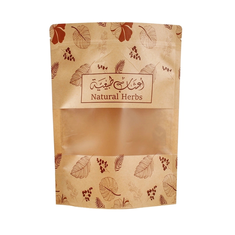 Custom Printed Zip Lock Kraft Stand Up Bags with Window 2
