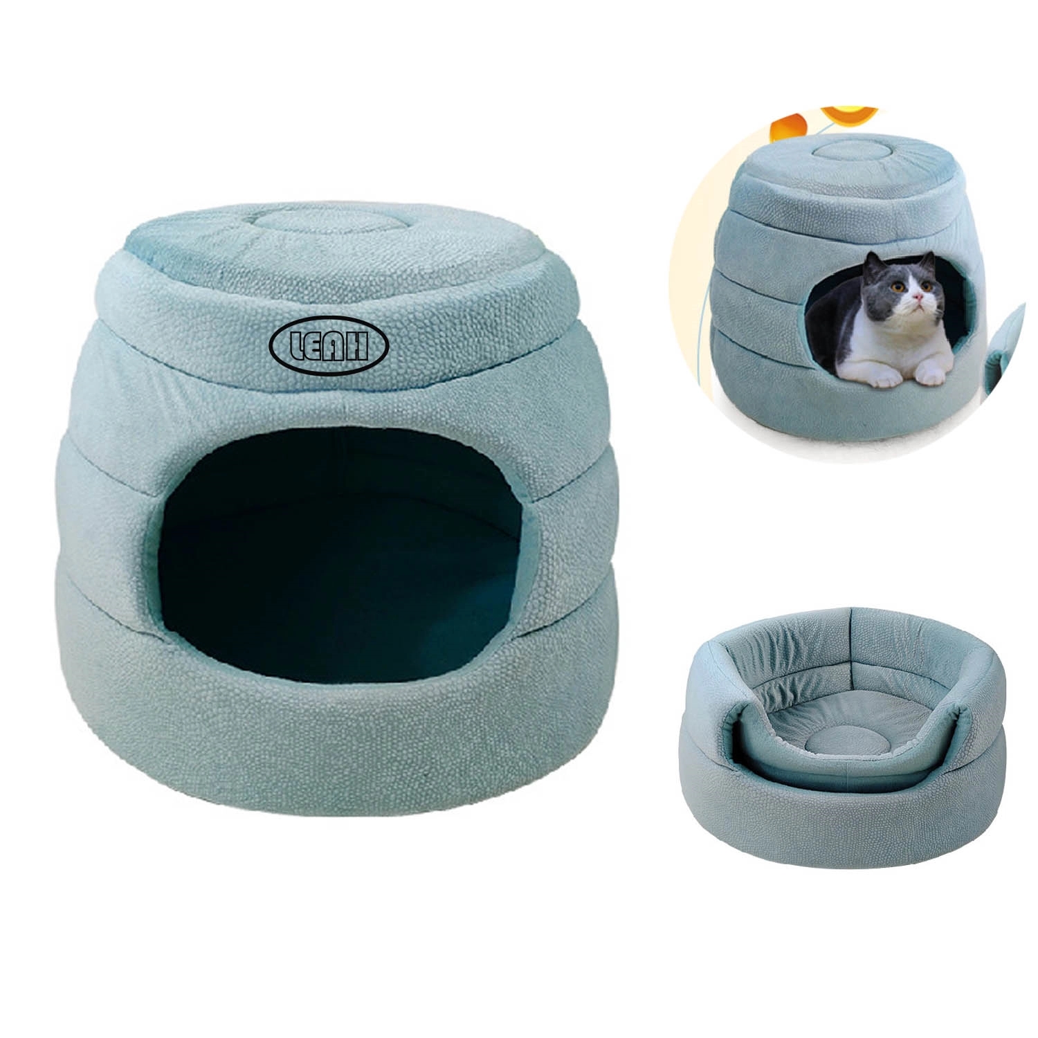 Self-Warming 2 In 1 Foldable Cave Shape Elastic Foam Pet Bed 1